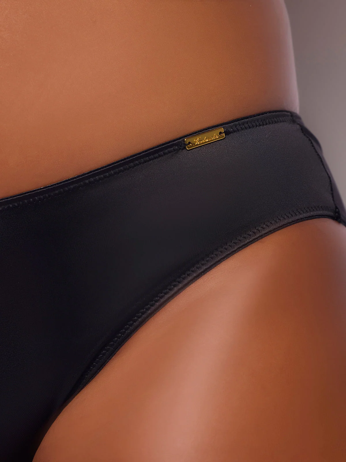 Lexi Liquid Satin Hipster Panty in Black