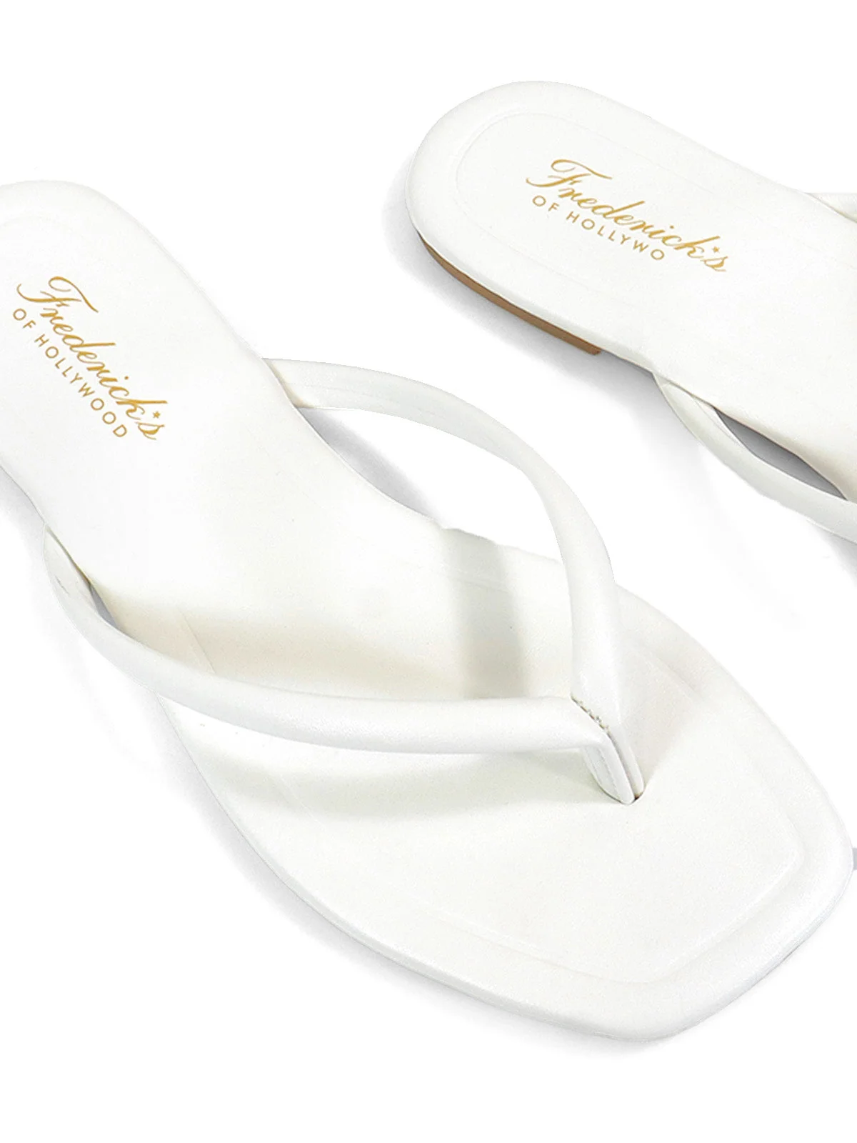 Tallulah Thong Flat Sandal with Square Toe in White