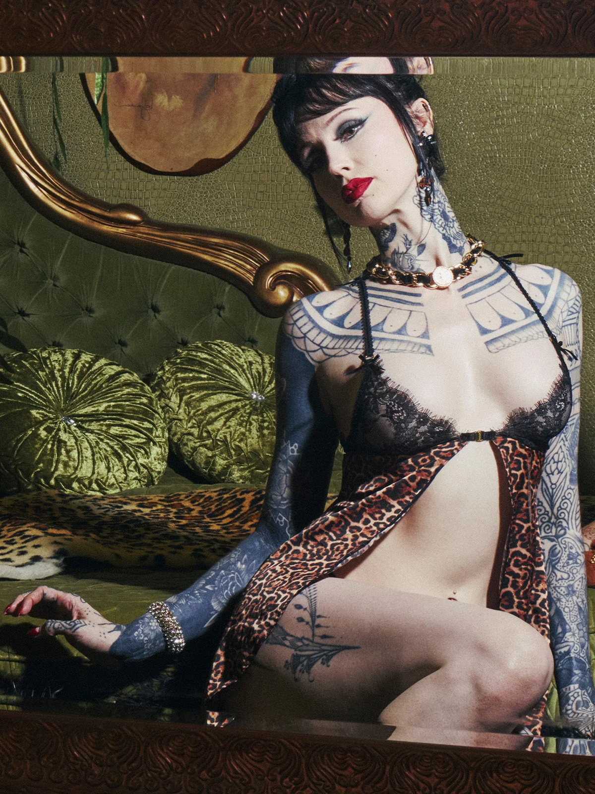 Raven Leopard And Lace Babydoll Set