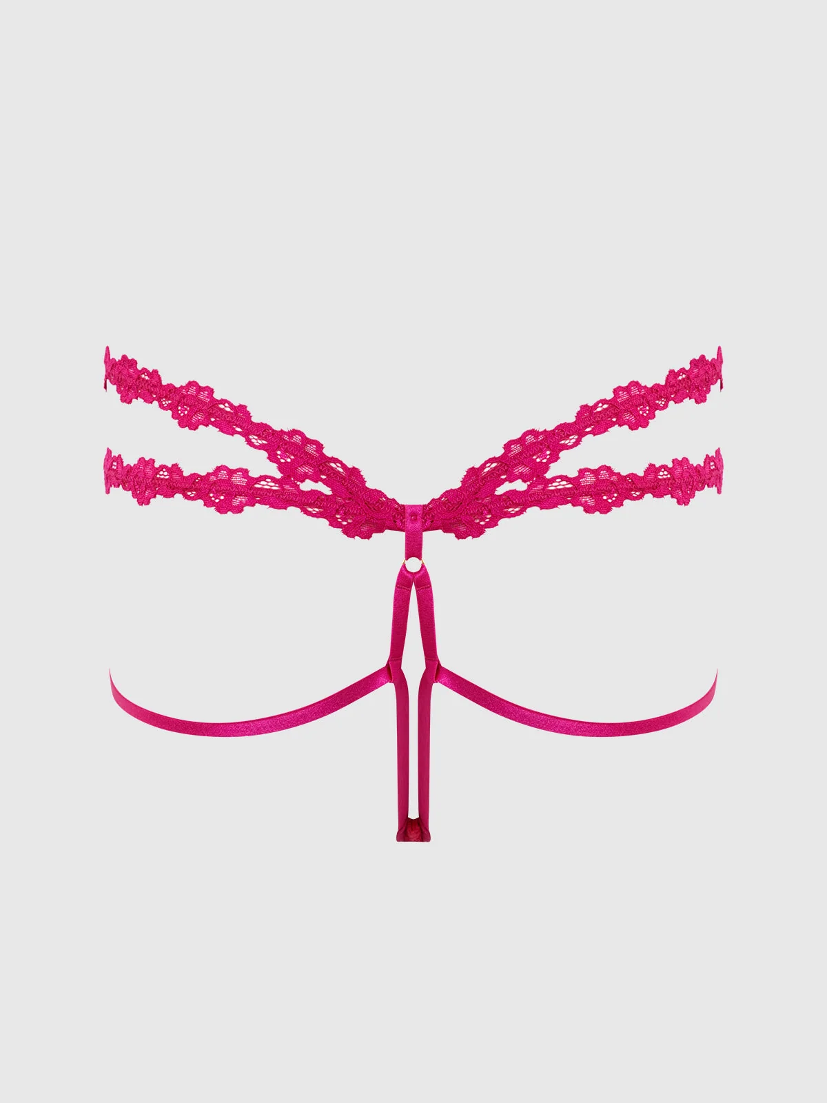 Pia Lace 绑带露背内裤，Purple Fuchsia
