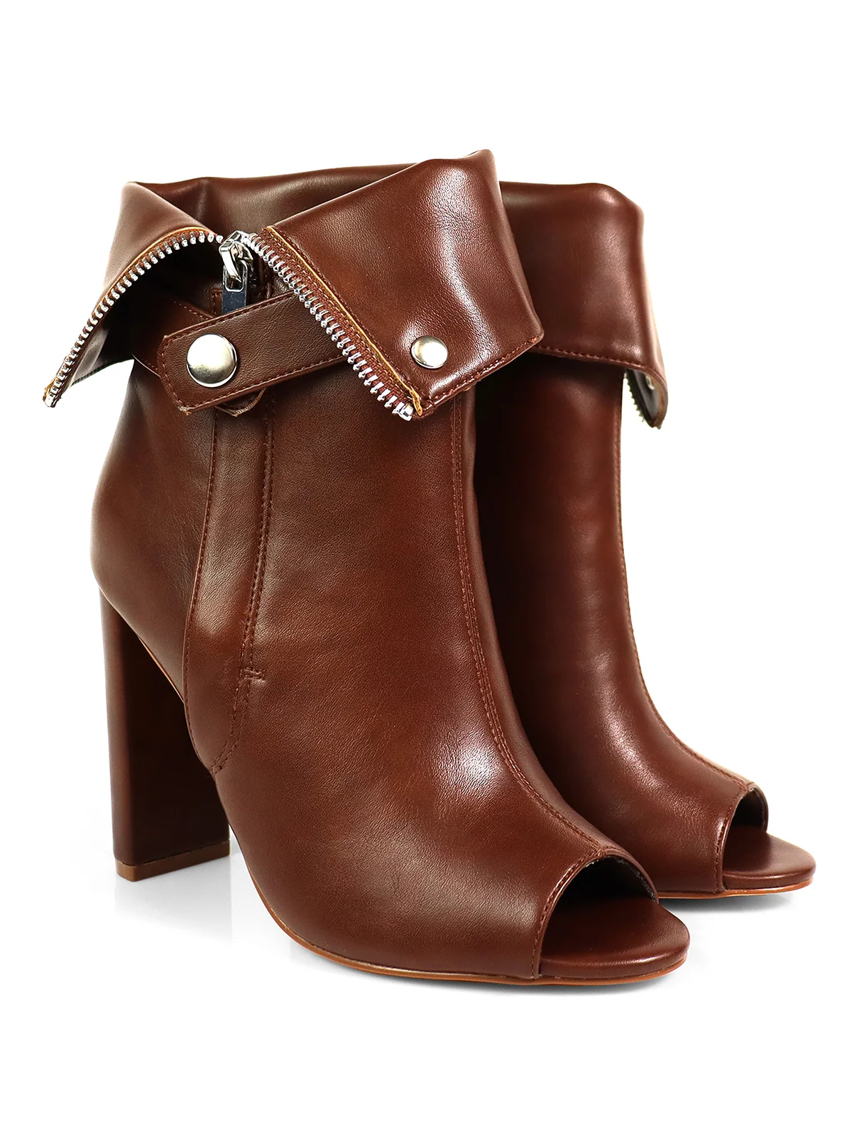 Yani Folded Ankle Boots in Brown