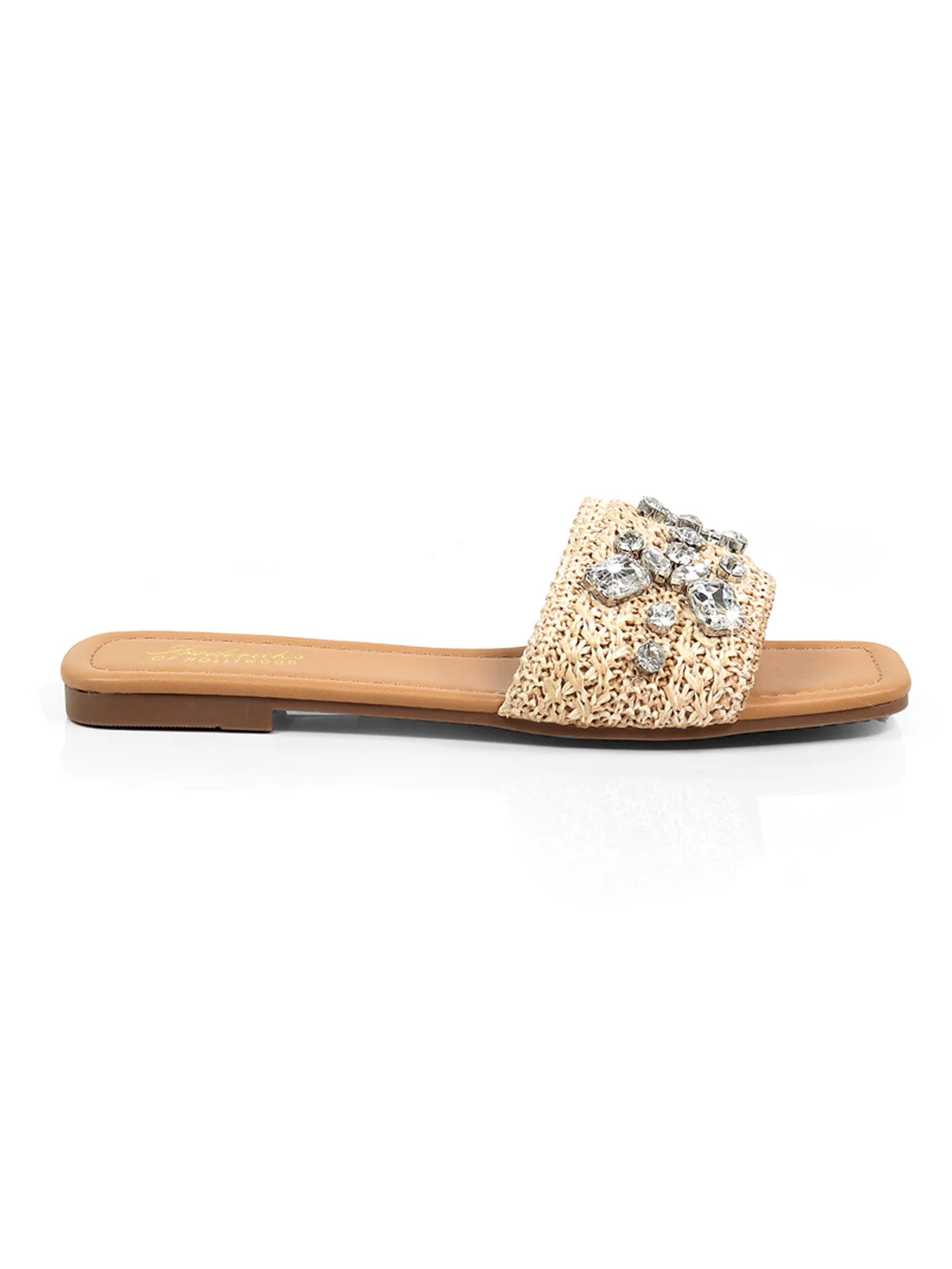 Valli Rhinestone Sandal in Beige with Breezy Raffia