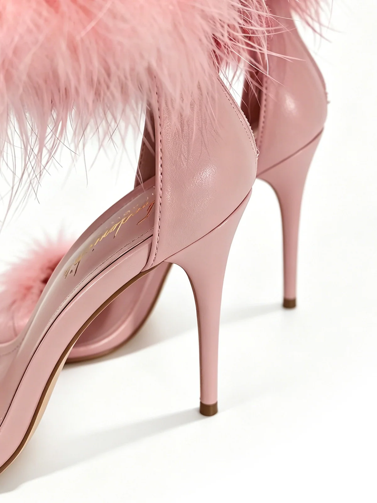 Raquel Feather Stiletto Heel in Blush