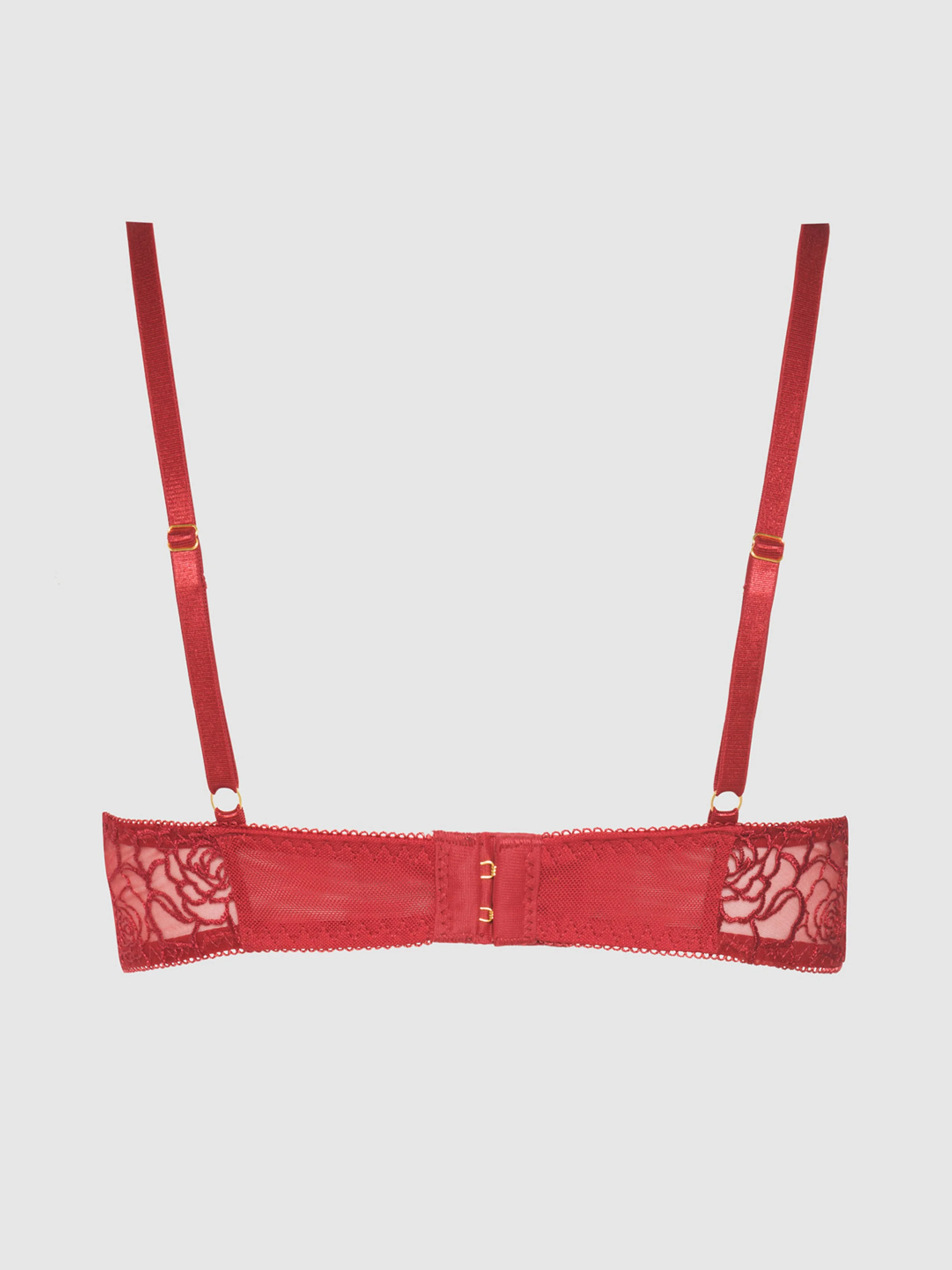 Melrose Satin Bow Tie Up Open Cup Bra in Crimson Red