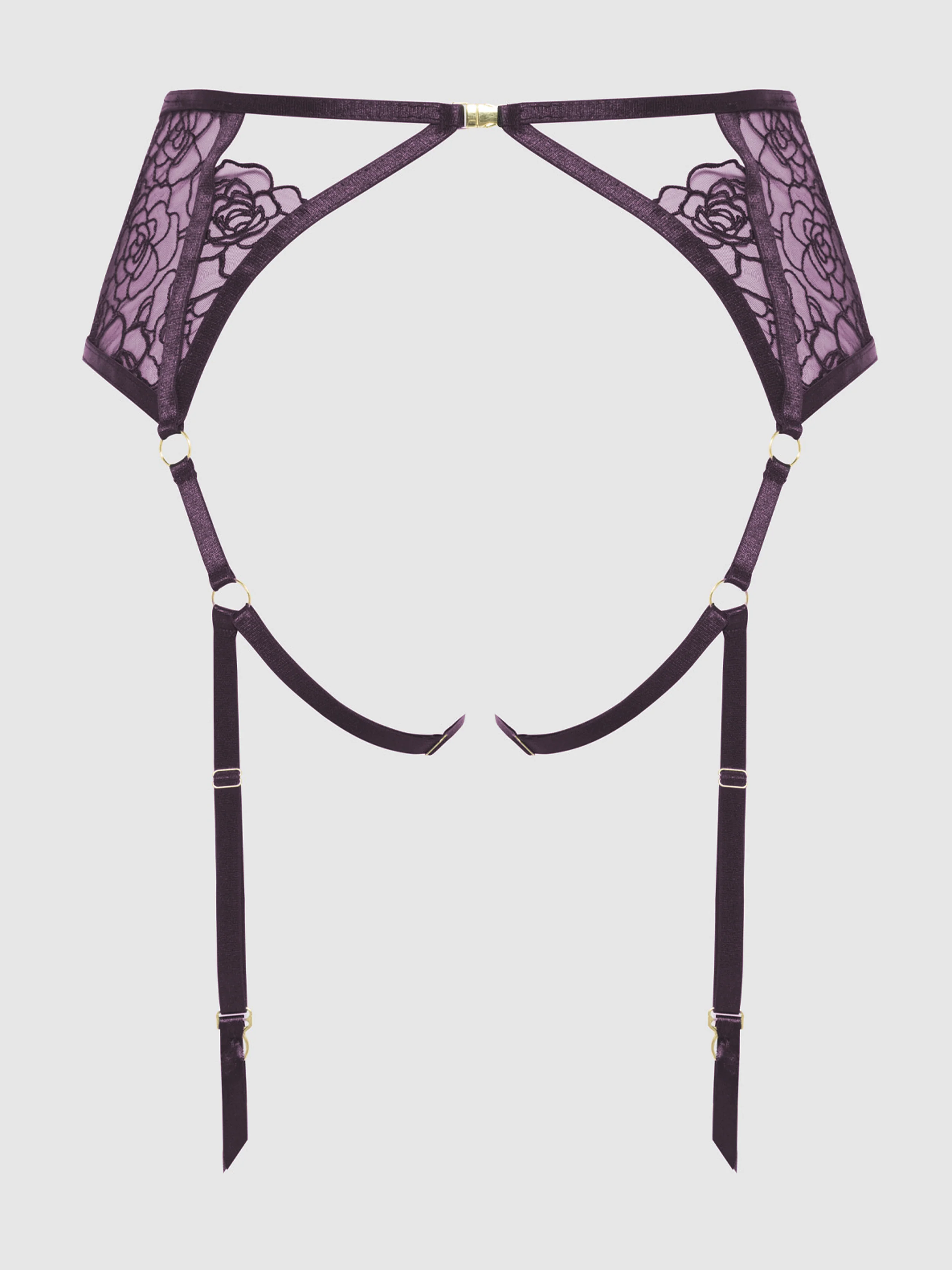 Melrose Embroidered Garter in Purple Shadow