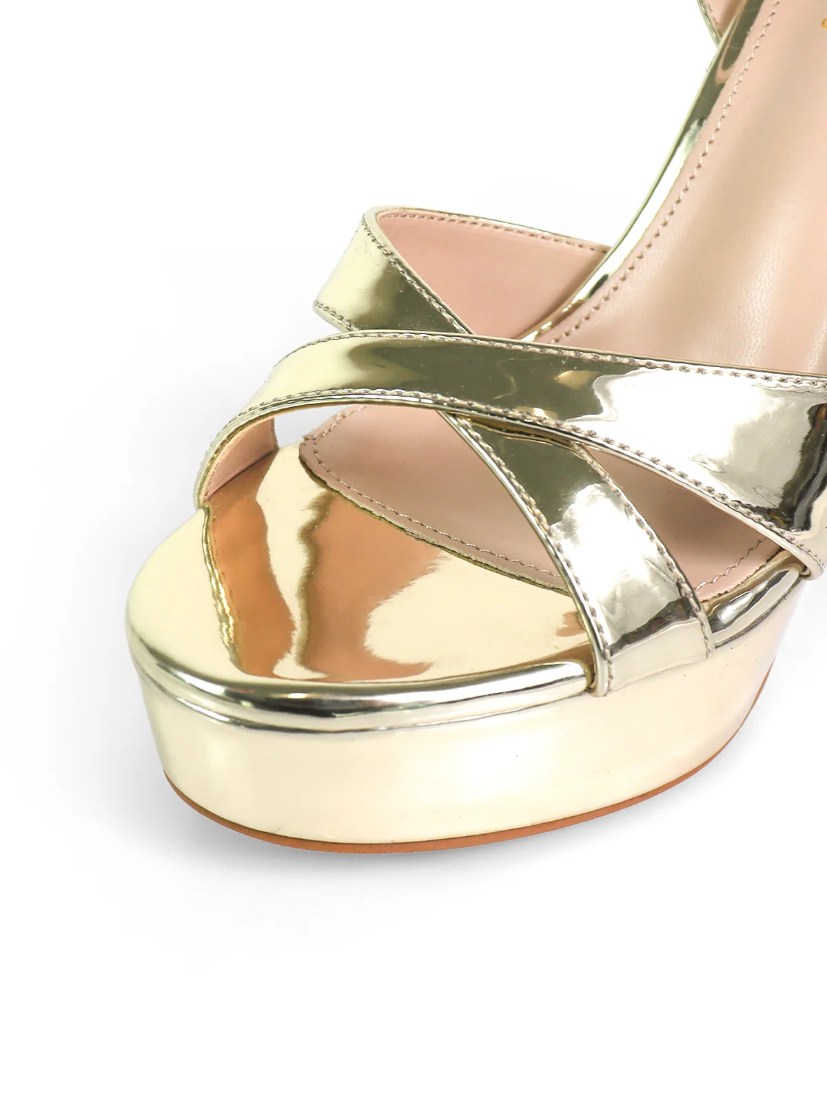 Madison Ankle Strap Heels in Gold