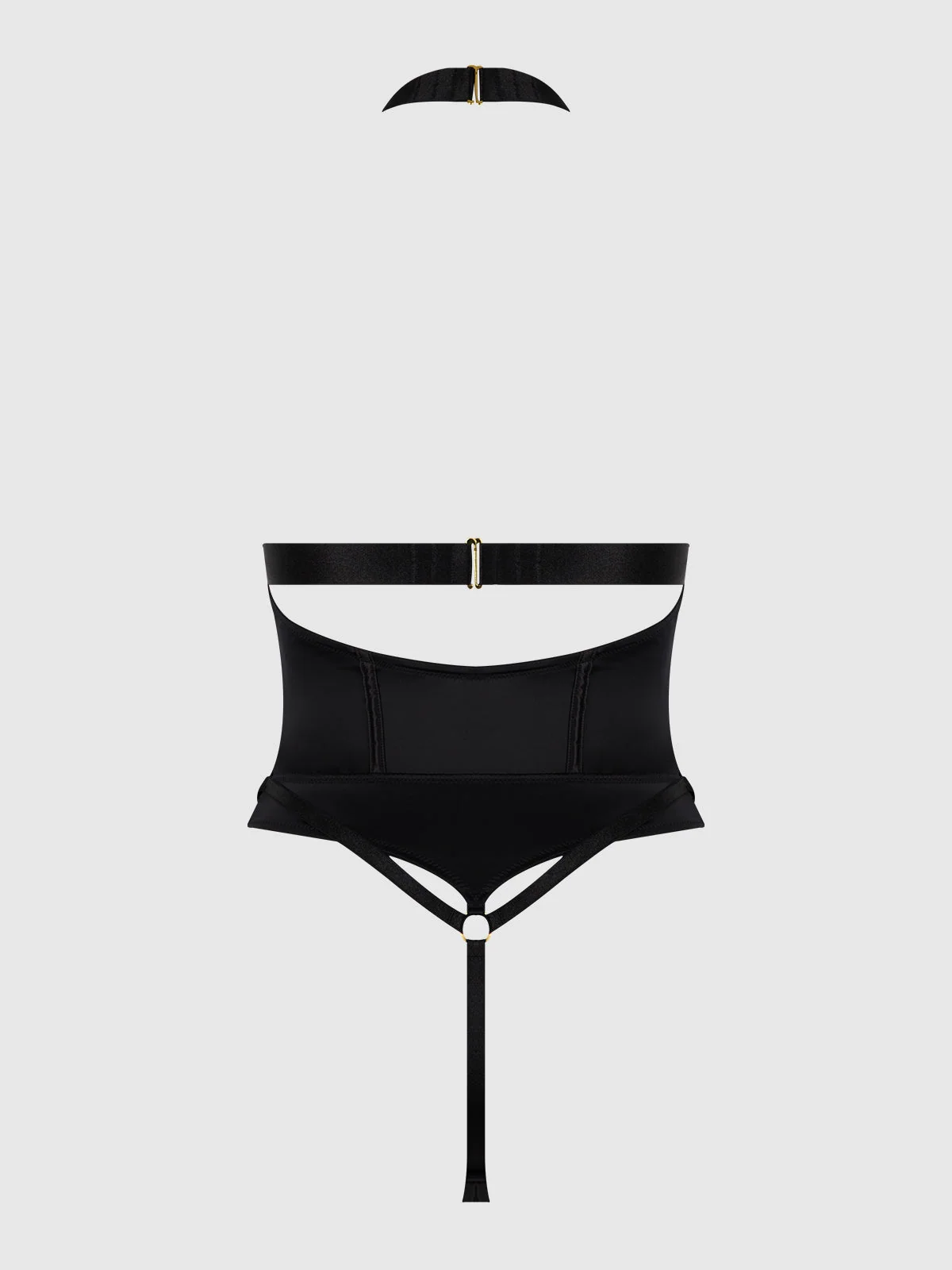 Raven Strappy Crotchless & Backless Teddy in Black