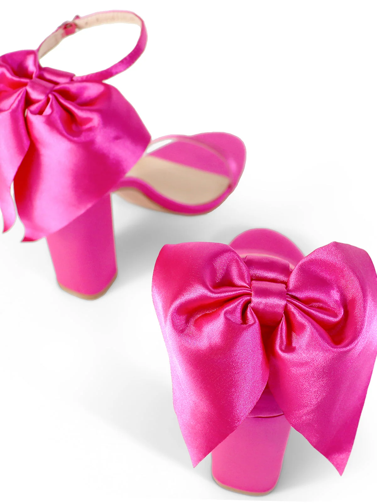 Athena Bow Pump Open-Toe Heel in Hot Pink