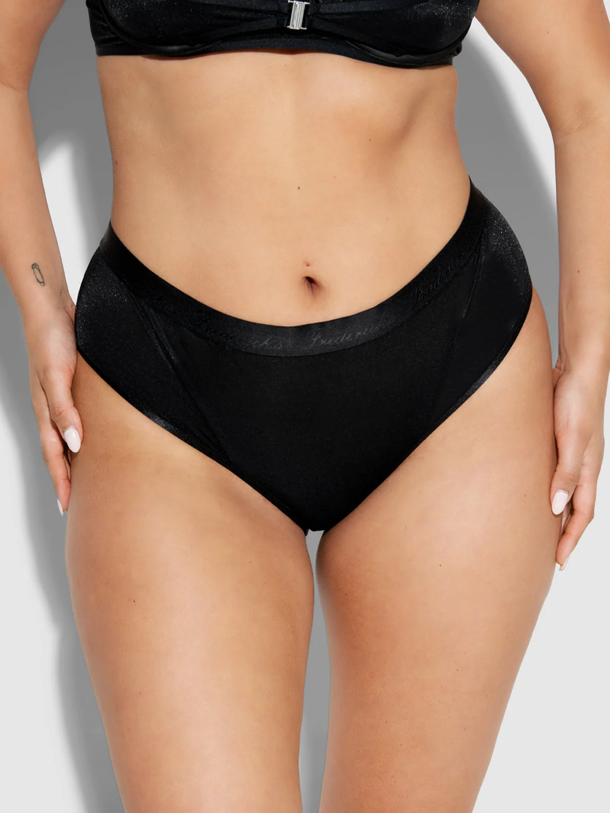 Pia Mesh Hipster in Black Shimmery Fabric