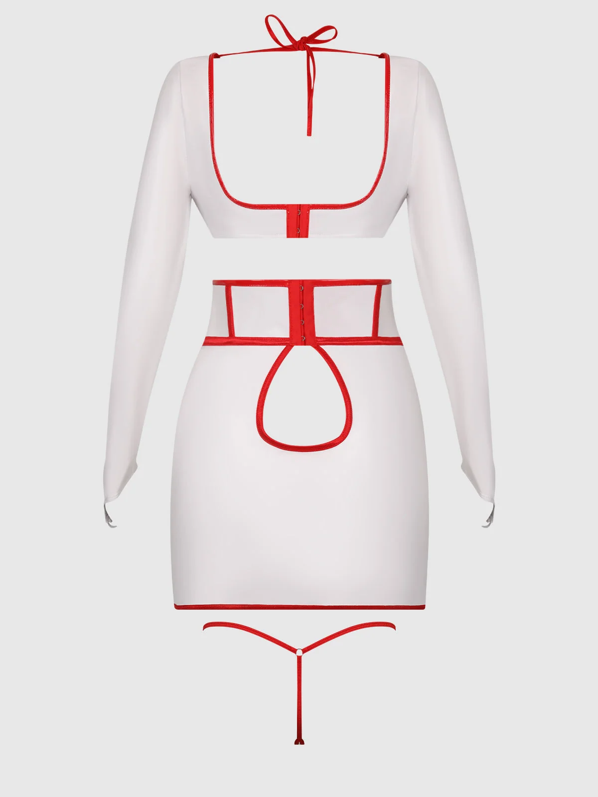 First Aid Bra Top & Open Back Skirt Set in White