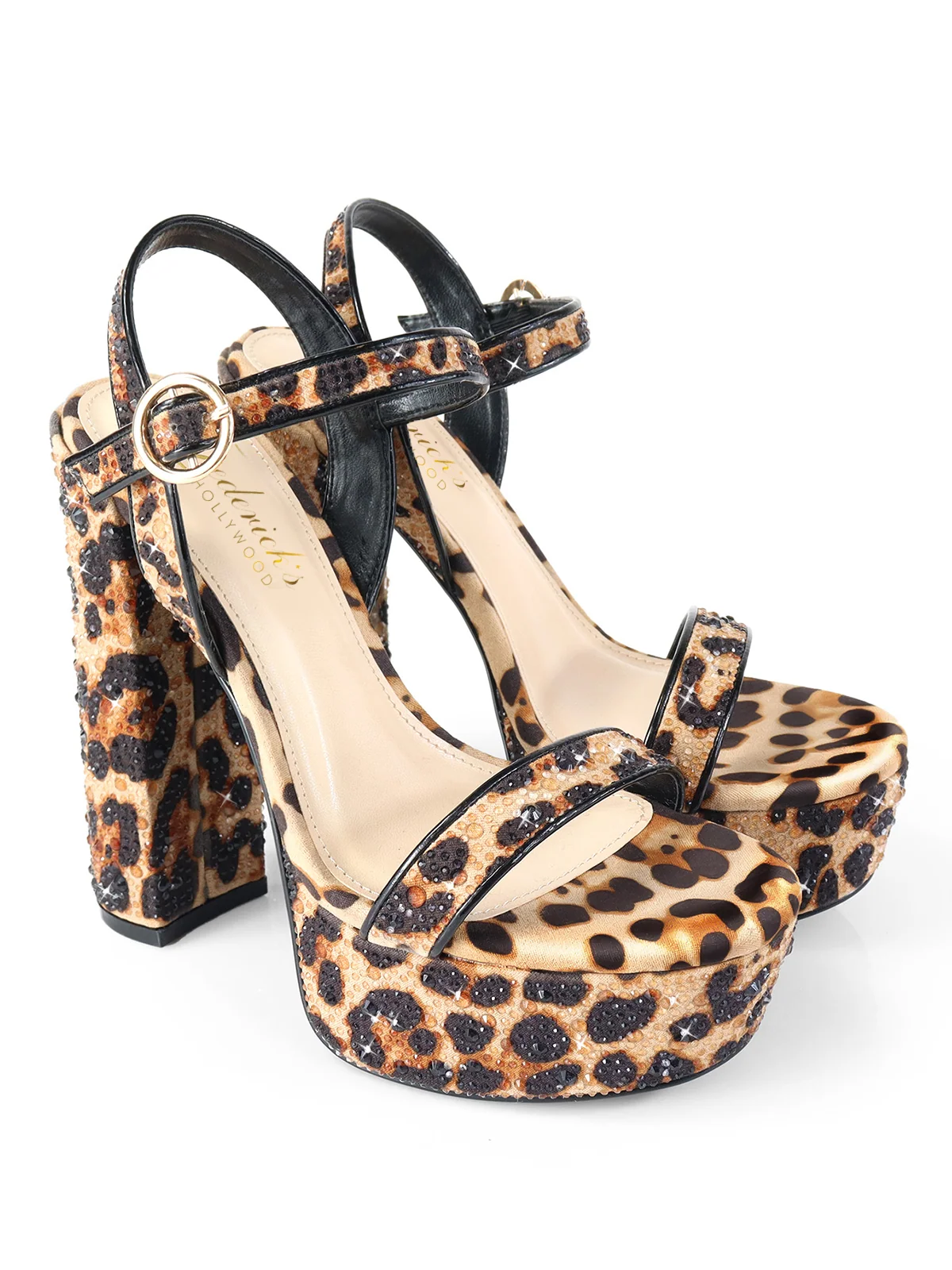 Fabiosa Rhinestone Open Toe Platform Heel in Leopard