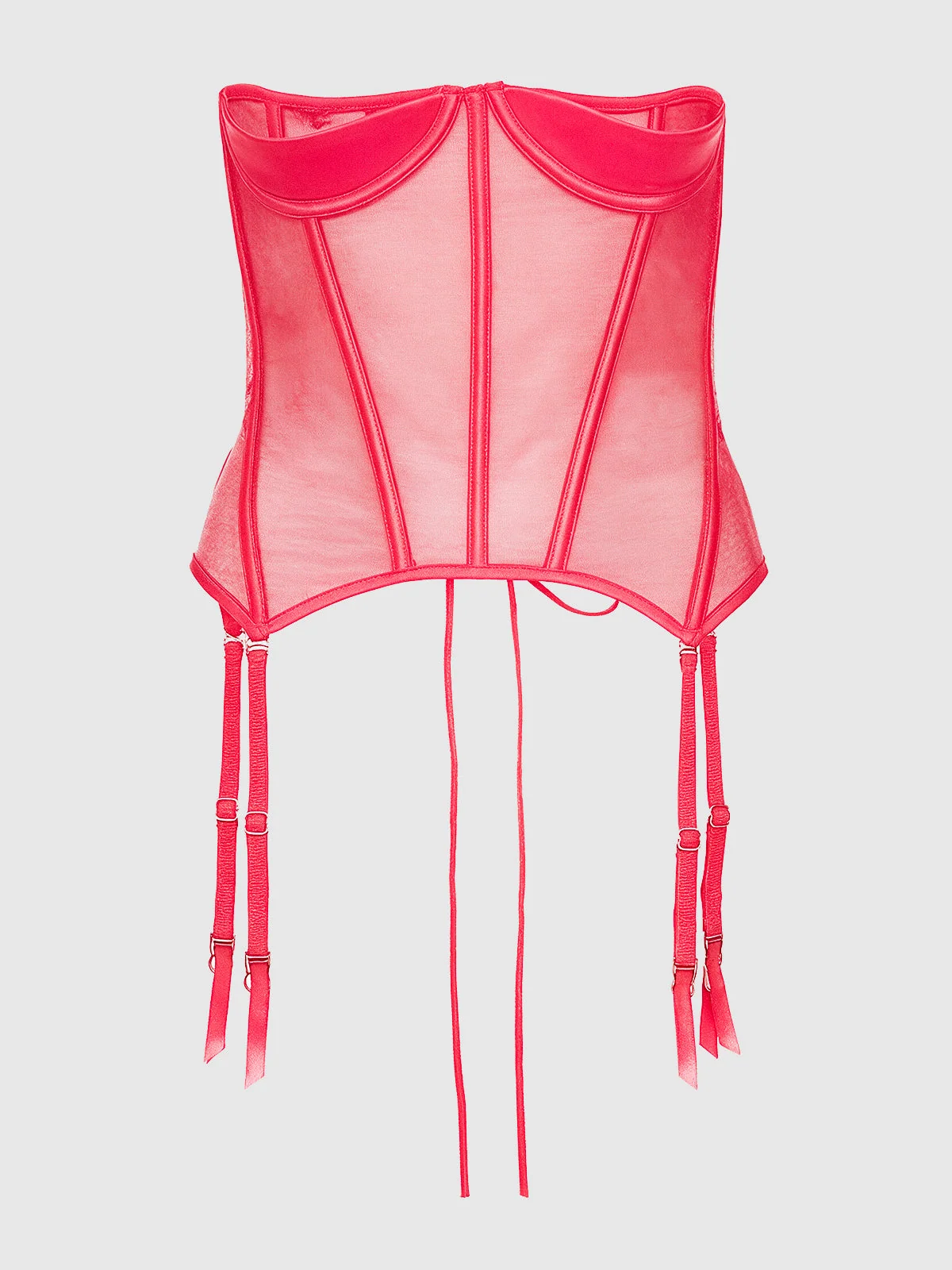 Frederick's of Hollywood Petra Satin Open Cup Corset in Coral