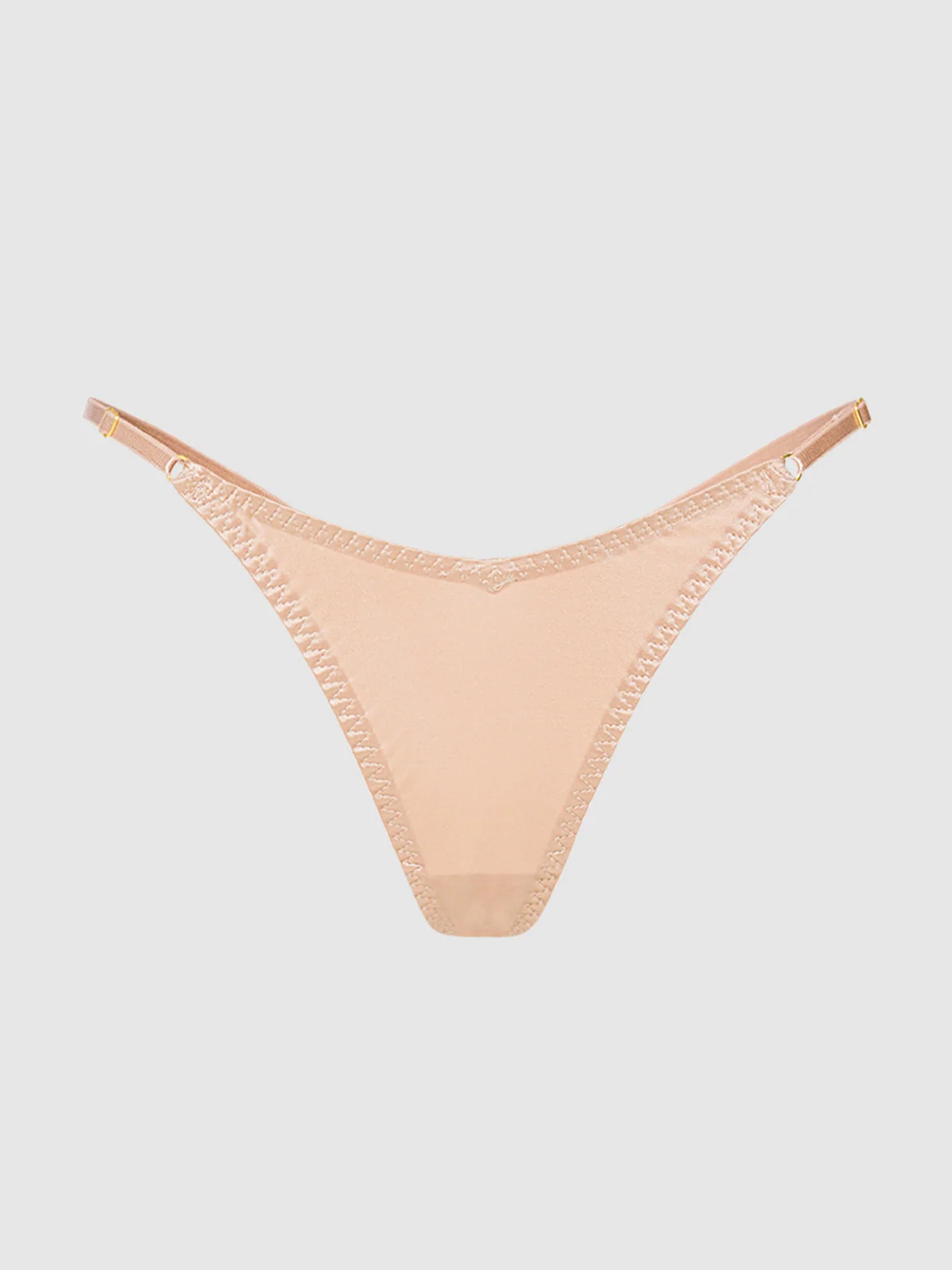 Rising Star Liquid Satin Mid-Rise Thong in Sirocco