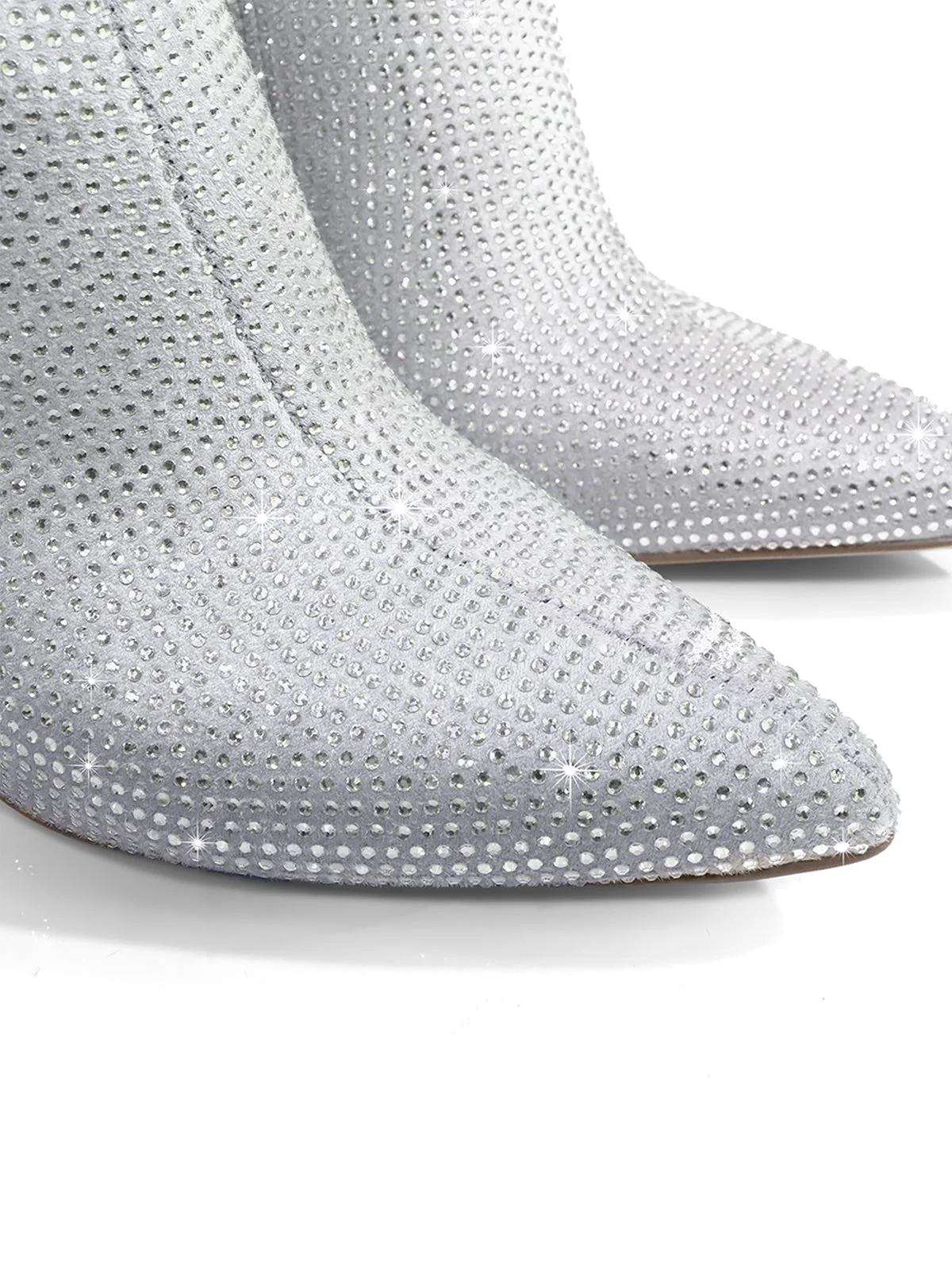 Nadia Rhinestone Booties in Silver with Sparkling Embellishments
