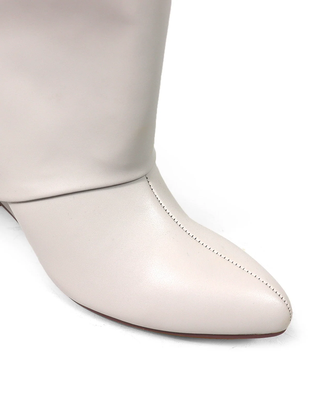 Frederick's of Hollywood Maria Drape Over Knee Wedge Boots in Bone PU