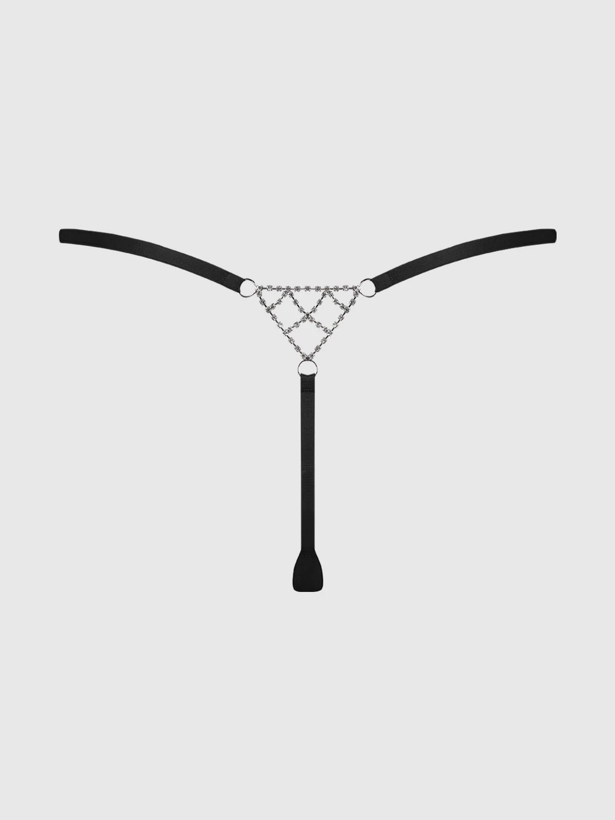 Rising Star Rhinestone Net Back G-String in Black