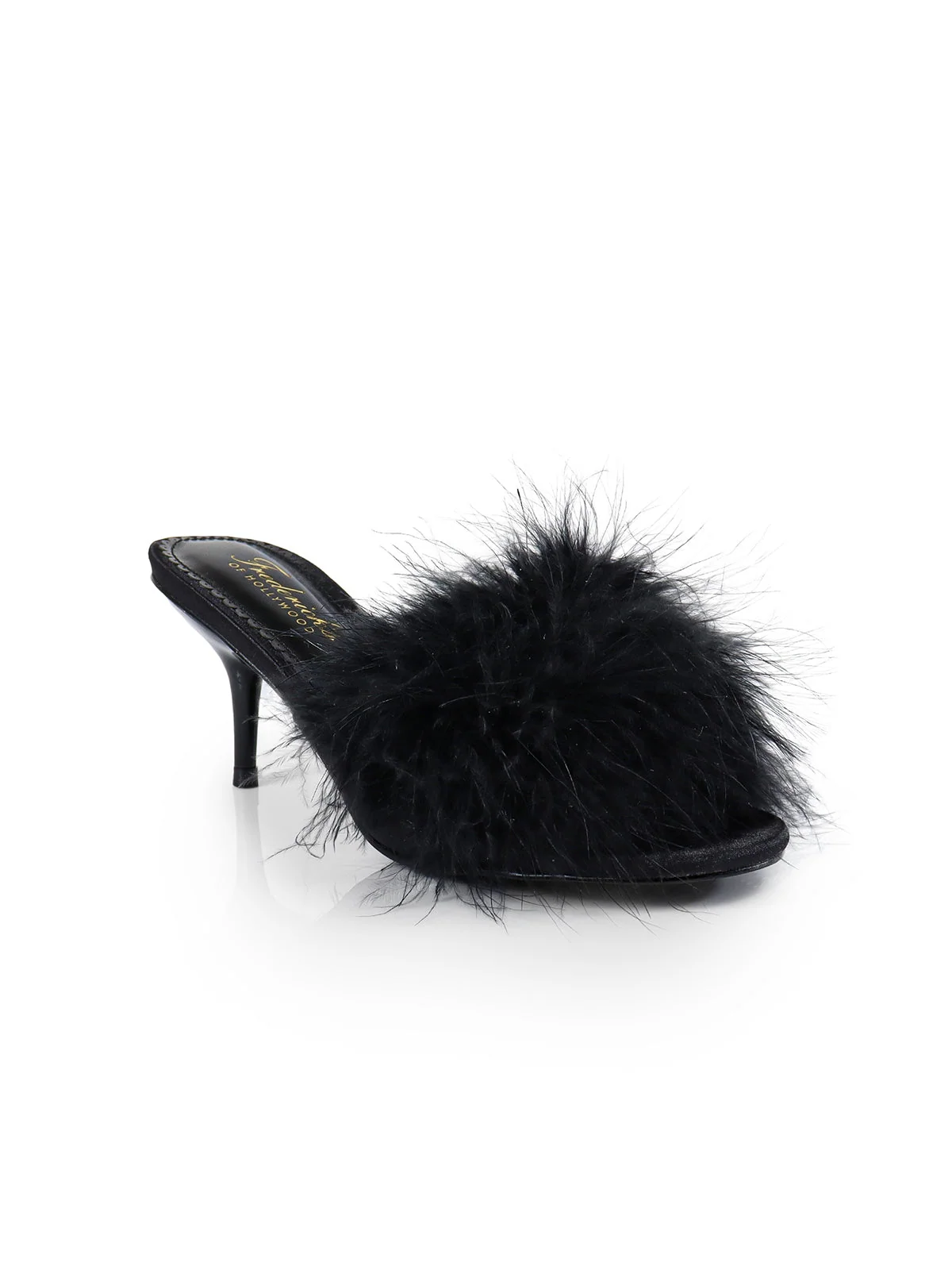 Luxor Feather Mule Kitten Heels for Lingerie and Outerwear Looks