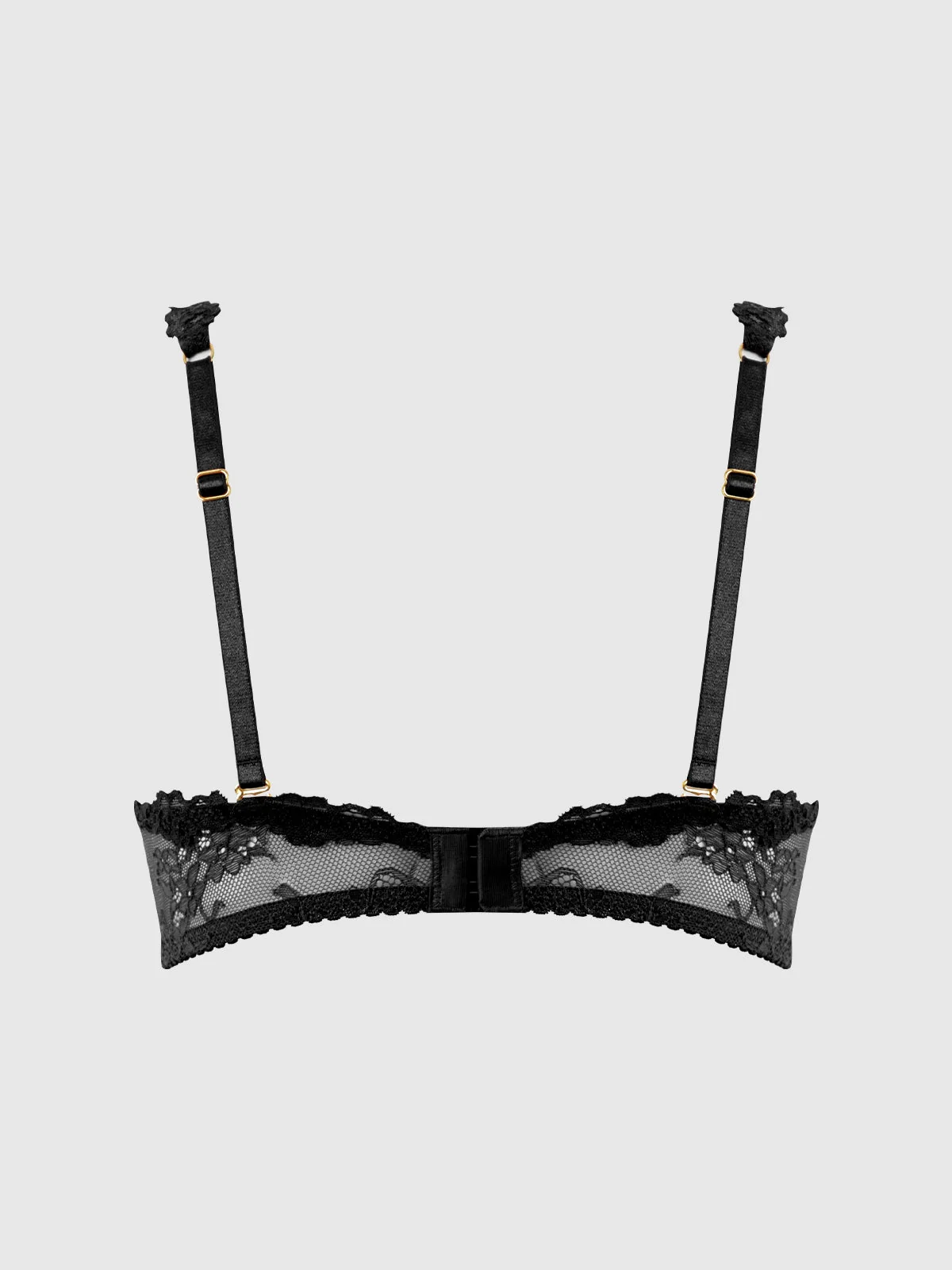 Pia Lace Push Up Half Cup Bandeau Bra in Black
