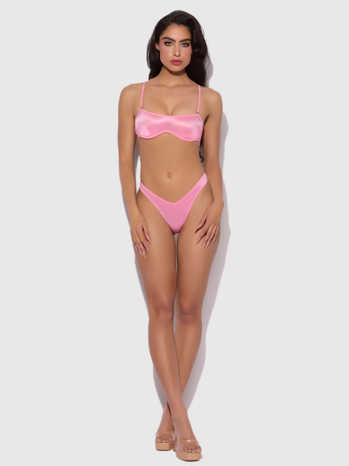 Neev Oil Slick Scoop Thong in Bubblegum Pink
