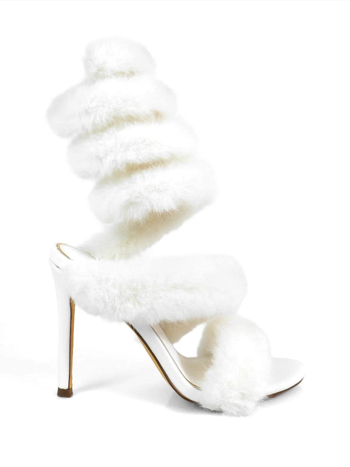 Allure Fluffy Stiletto Sandal in White
