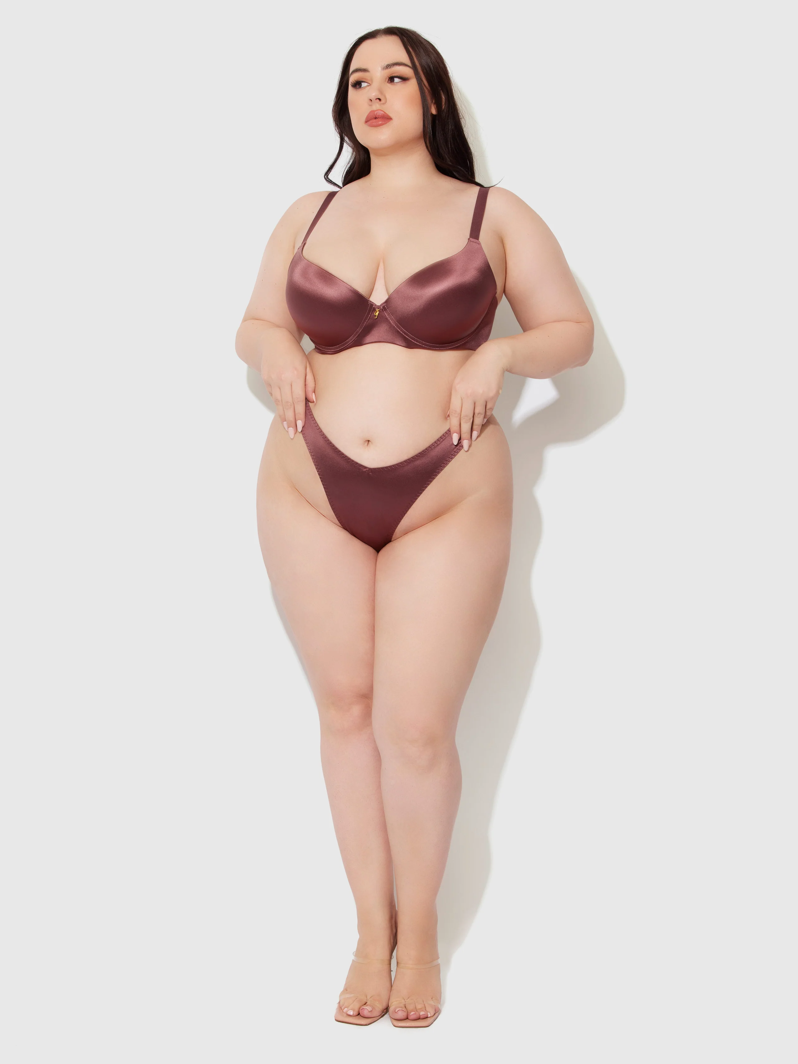 Rising Star Liquid Satin Tanga in Chocolate
