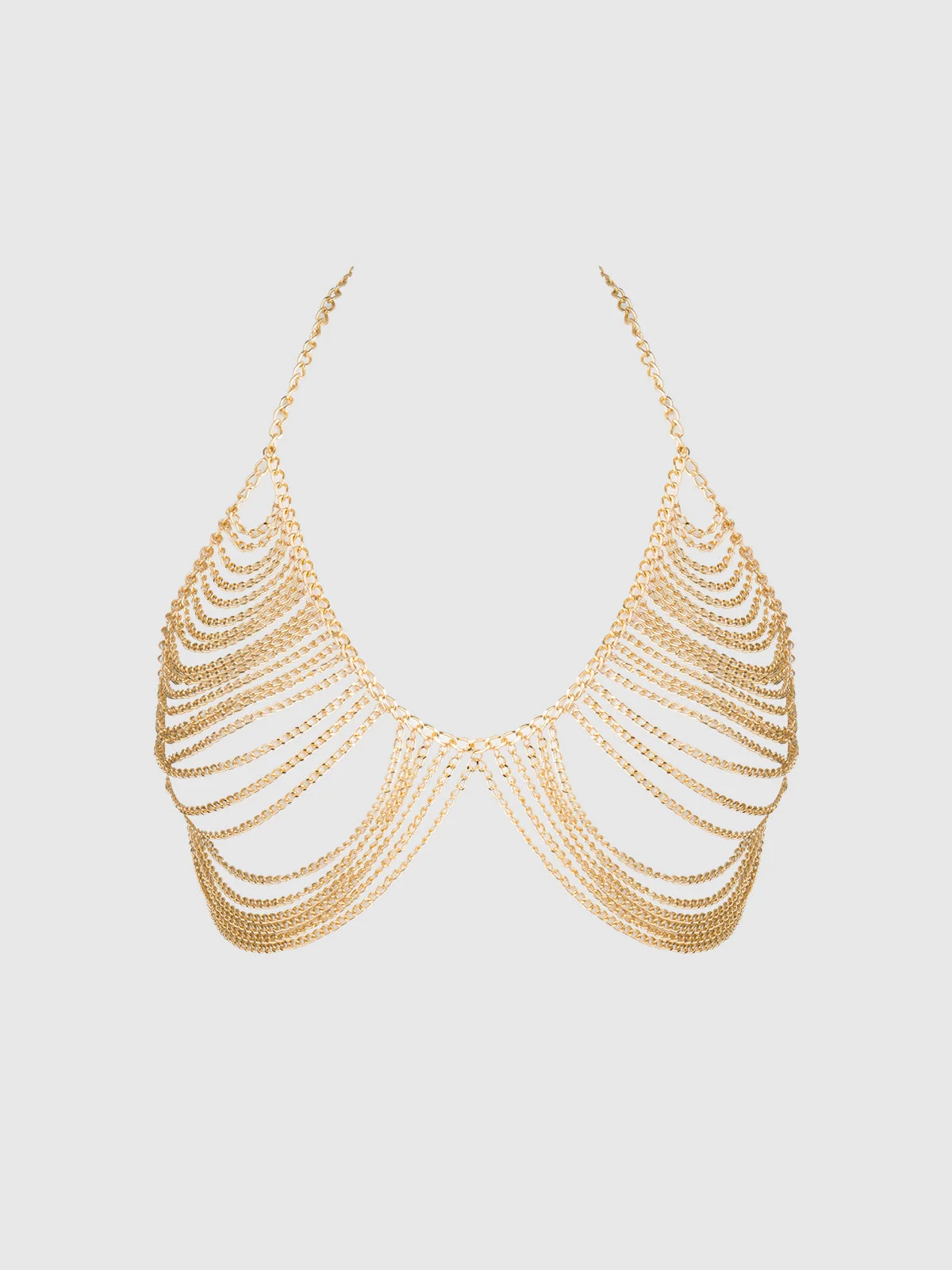 Gold Chain Drape Halter Bralette for Going-Out Looks