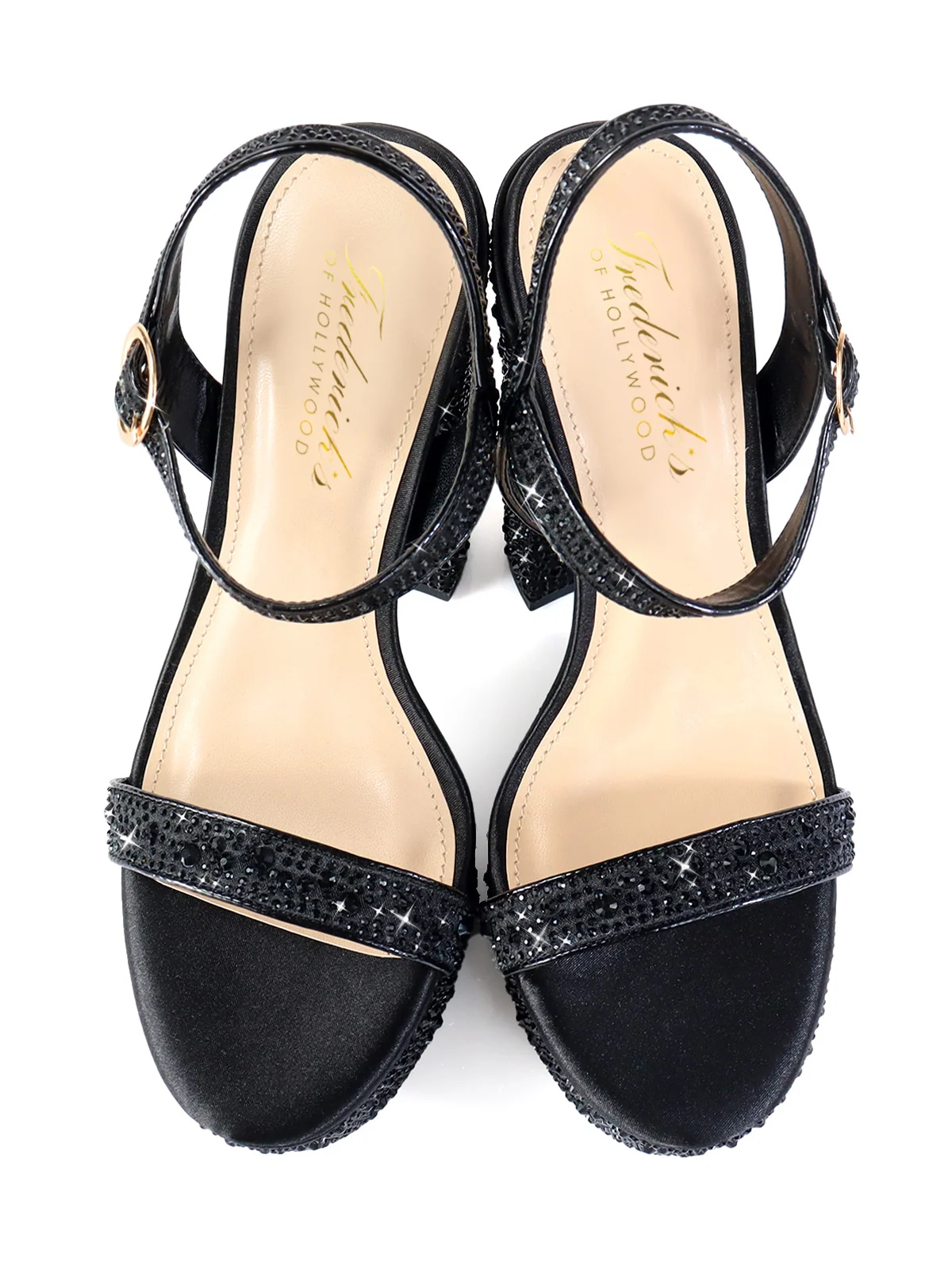 Fabiosa Rhinestone Open Toe Platform Heel in Black