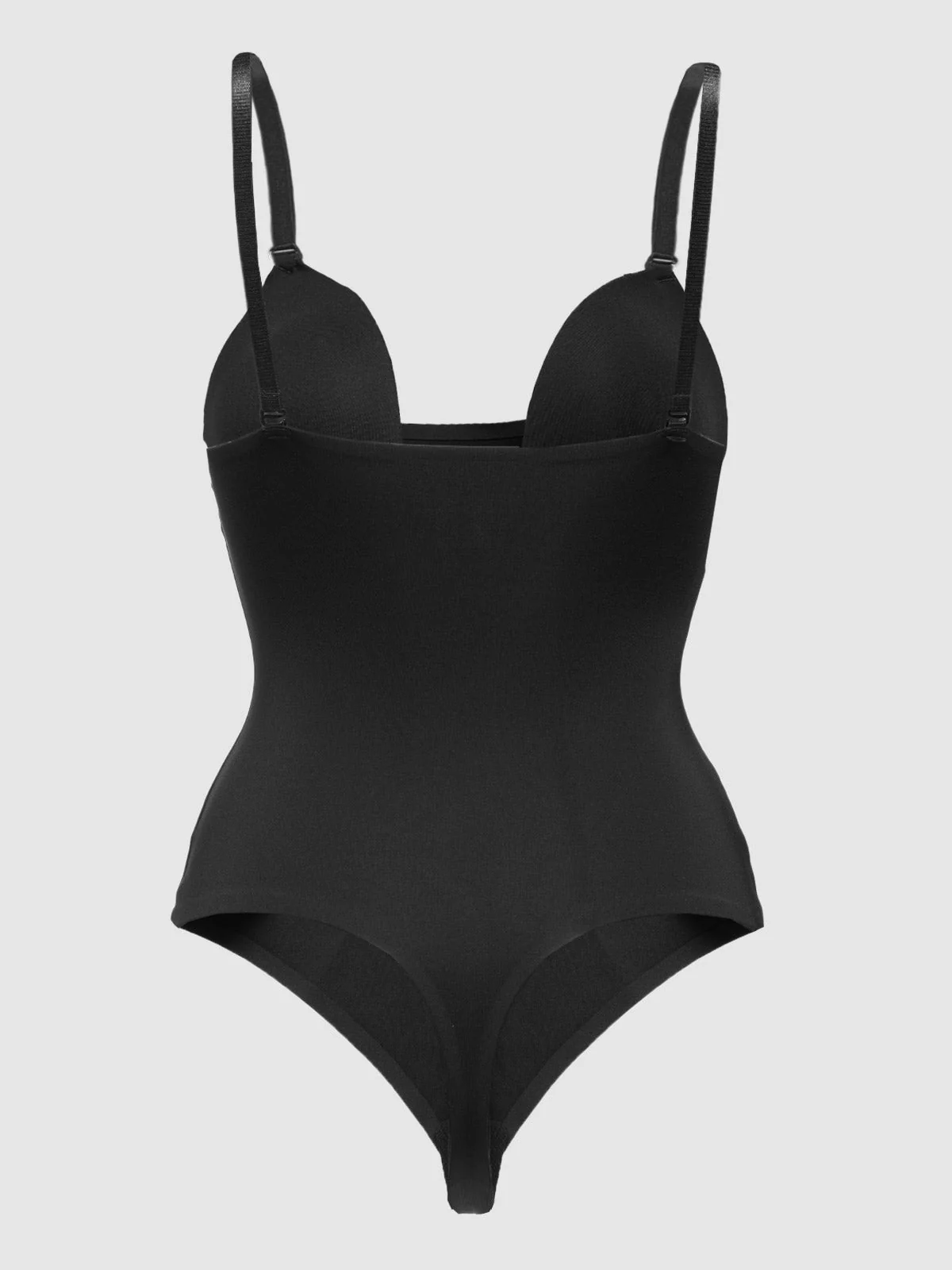 Hollywood Shape Bodysuit in Black with Plunge Front and Thong Back