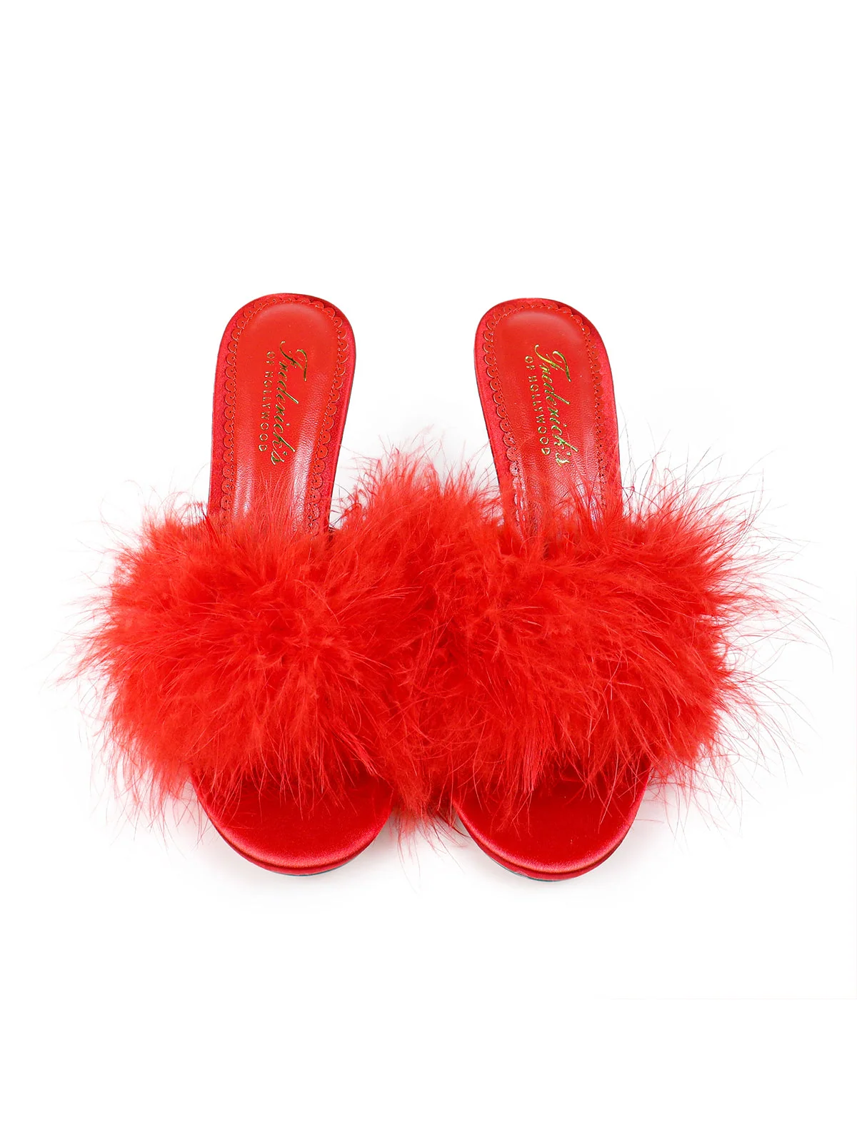 Luxor Feather Mule in Red Kitten Heel
