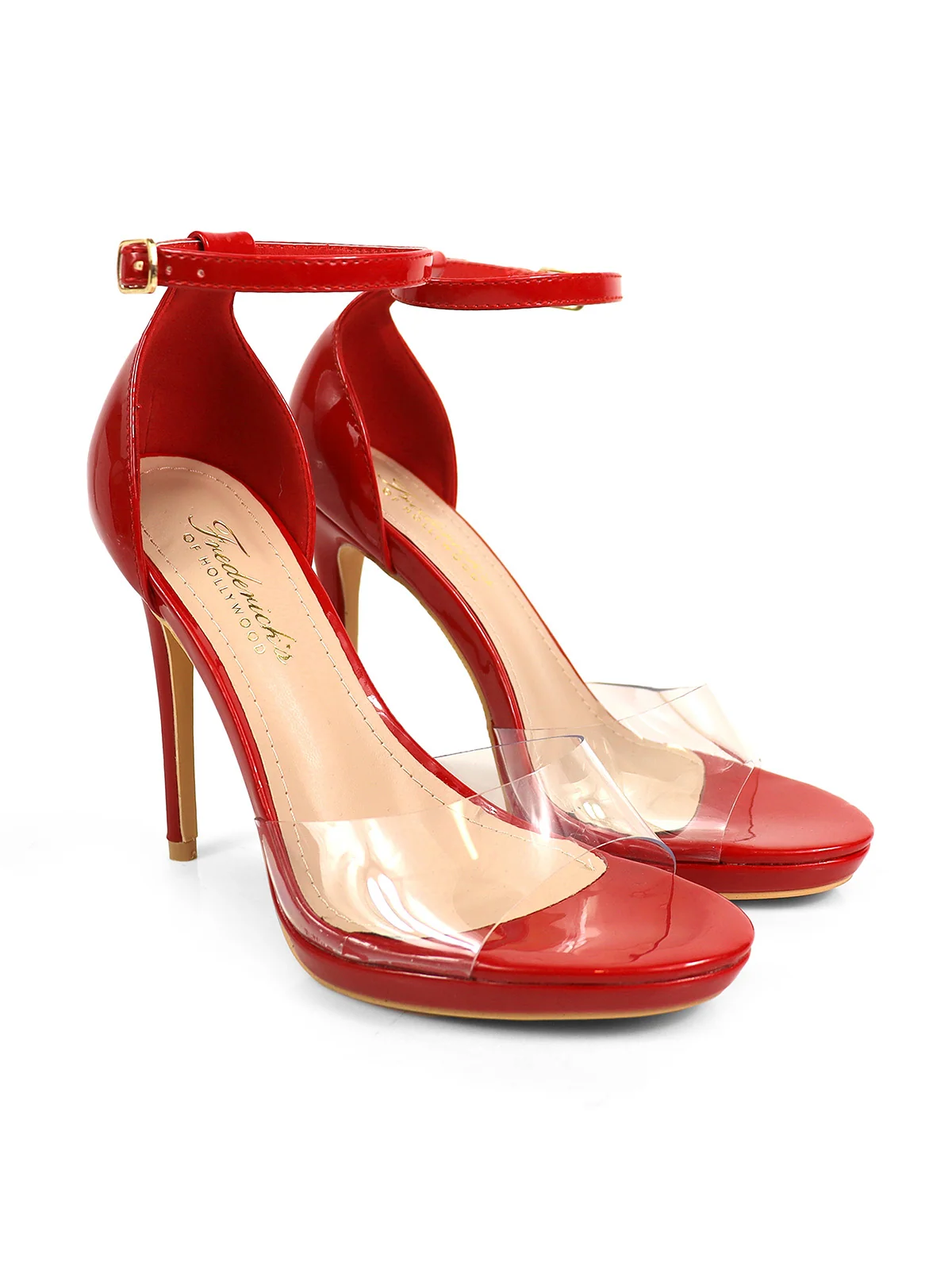 Stacy Ankle Strap Heels in Red