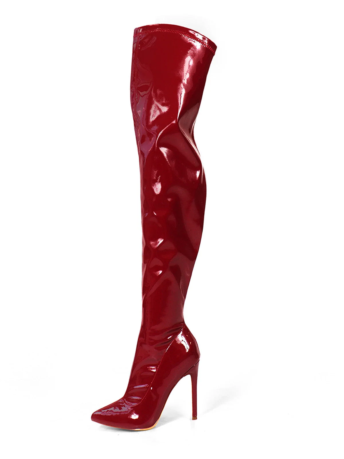 Giseaya Over The Knee Boots in Wine Patent Finish