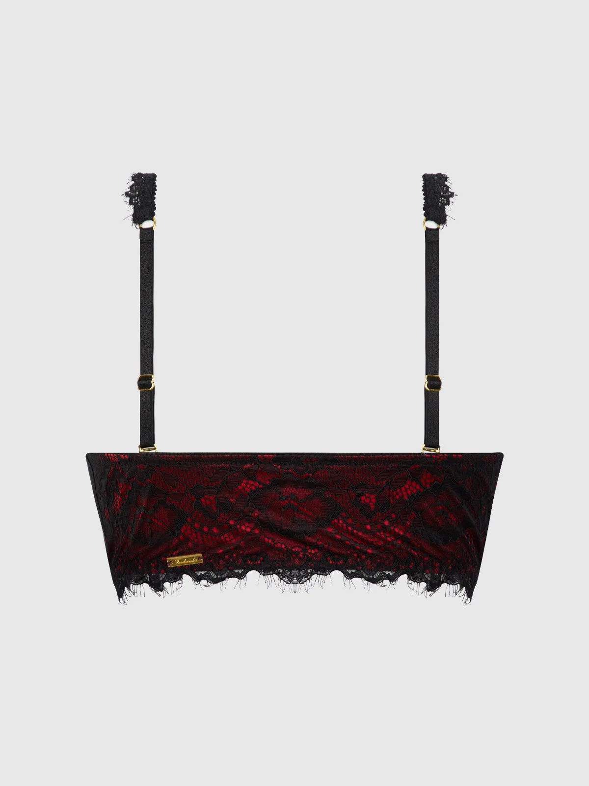 Lexi Lace Strapless Push Up Bra in Crimson Red Black