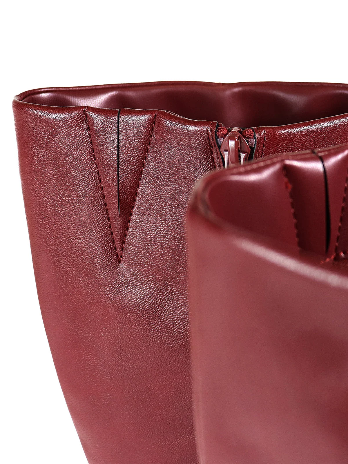 Frederick's of Hollywood Paola Knee High Boots with Chunky Heel in Burgundy