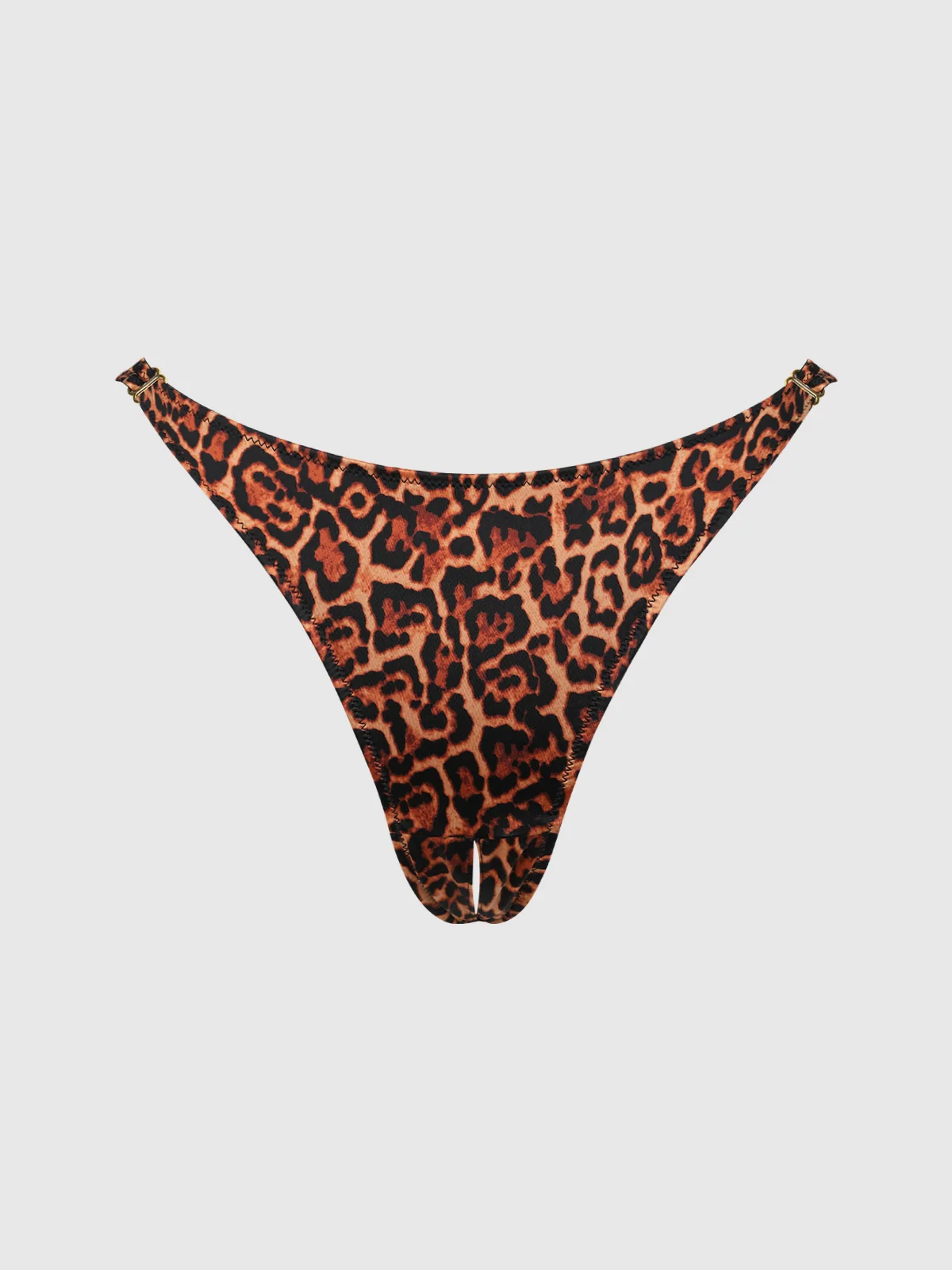Rising Star Liquid Satin Crotchless Tanga in Leopard