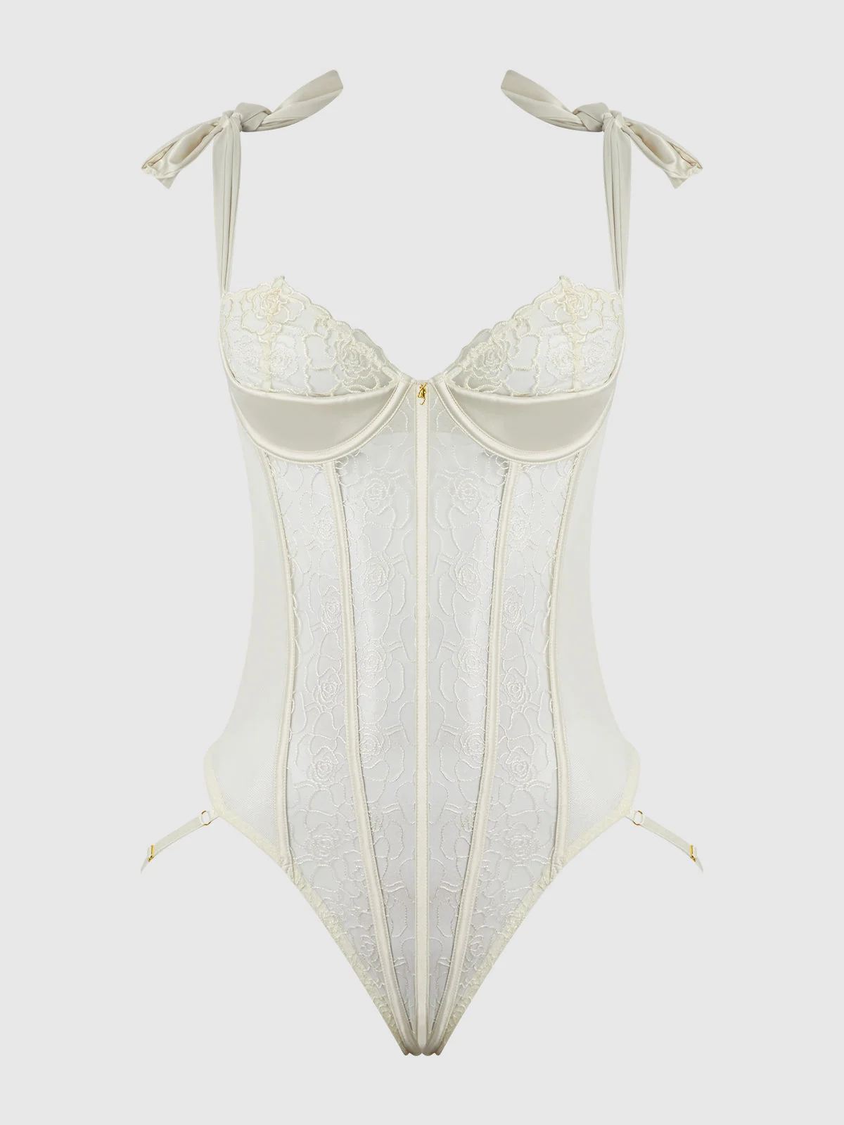 Melrose Embroidered Teddy in Pearl Ivory