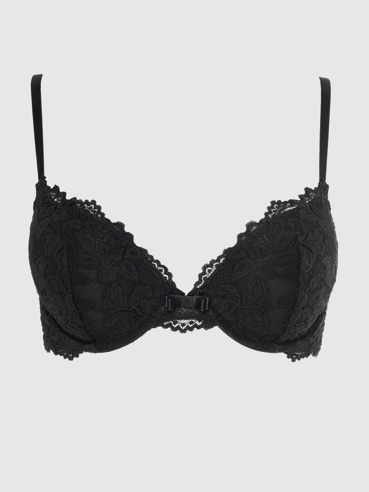 Jessica Lace Plunge Push Up Bra in Black
