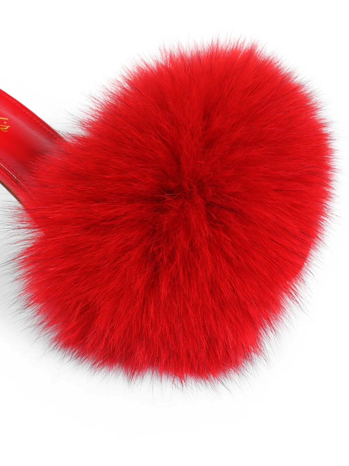 Purr Square Toe Fur Heel in Red