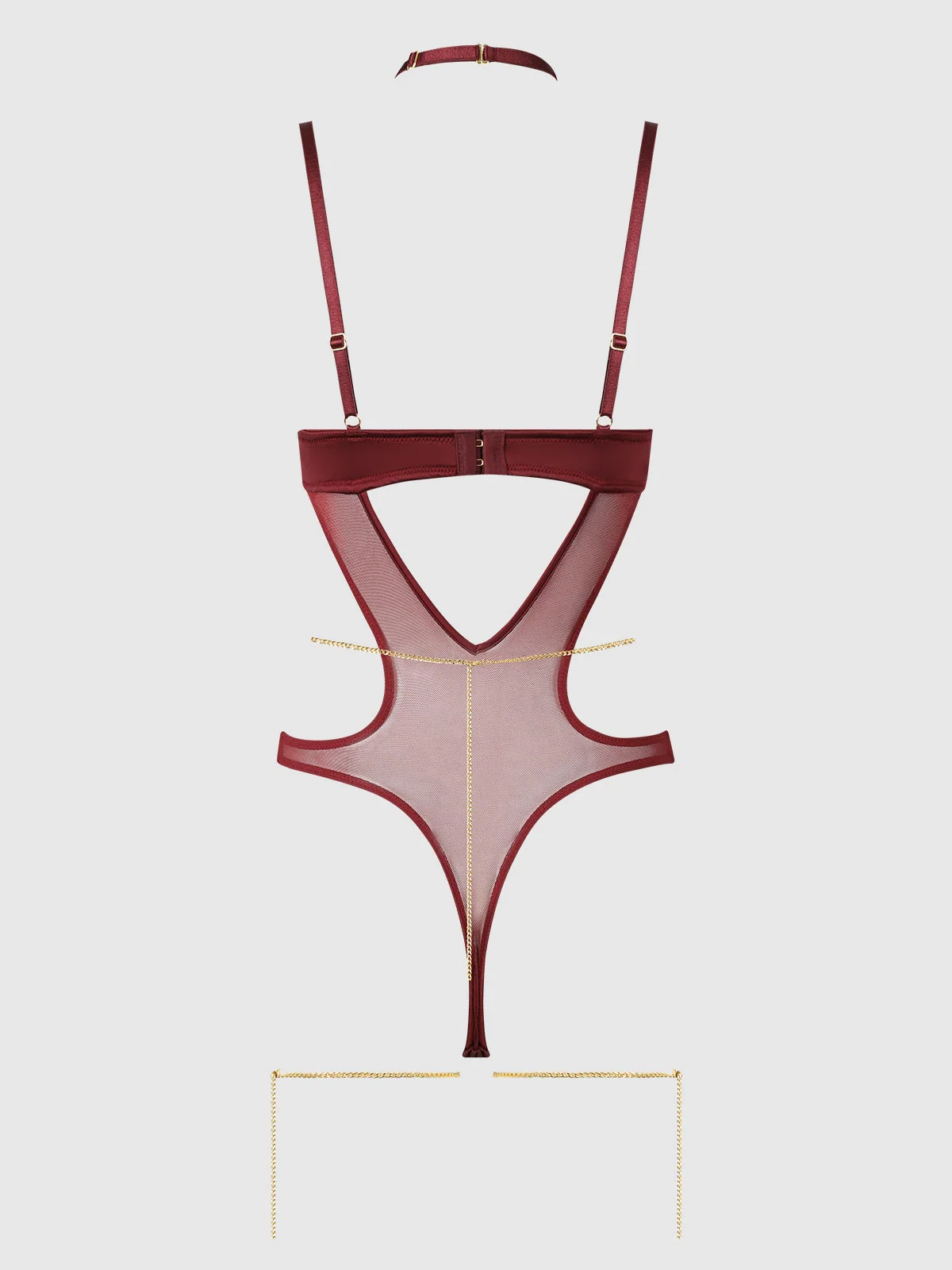 Emery Liquid Satin & Chain Halter Teddy