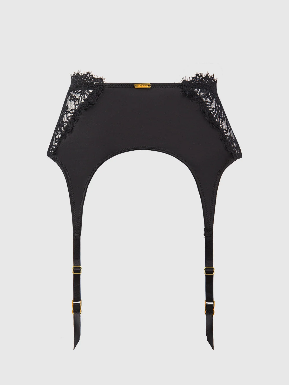 Rising Star Lace & Liquid Satin Garter Belt in Black
