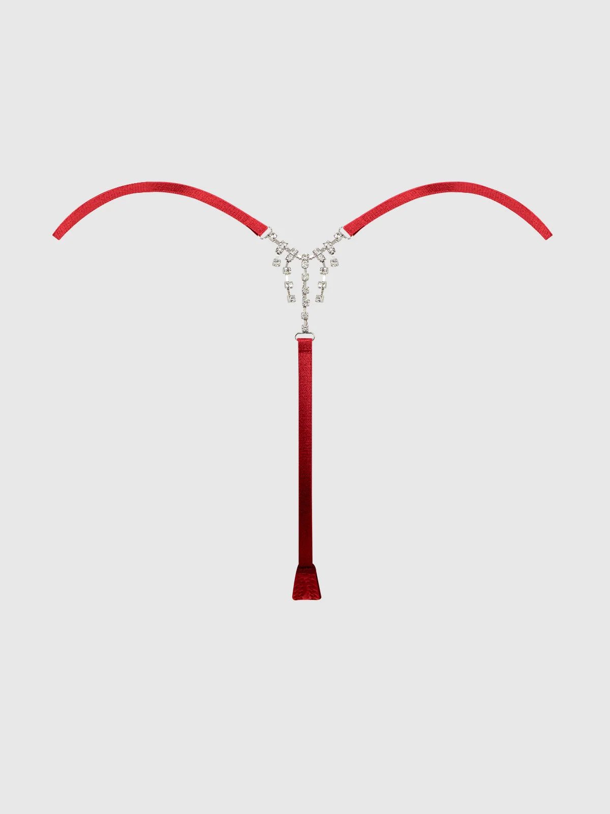 Petra Slider Side Rhinestone Back Satin Mini G-String in Jester Red