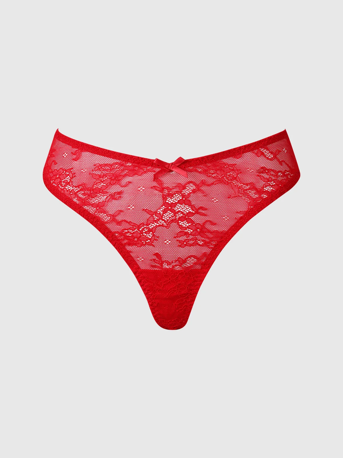Marilyn Monroe Lace & Satin Thong in Lipstick Red