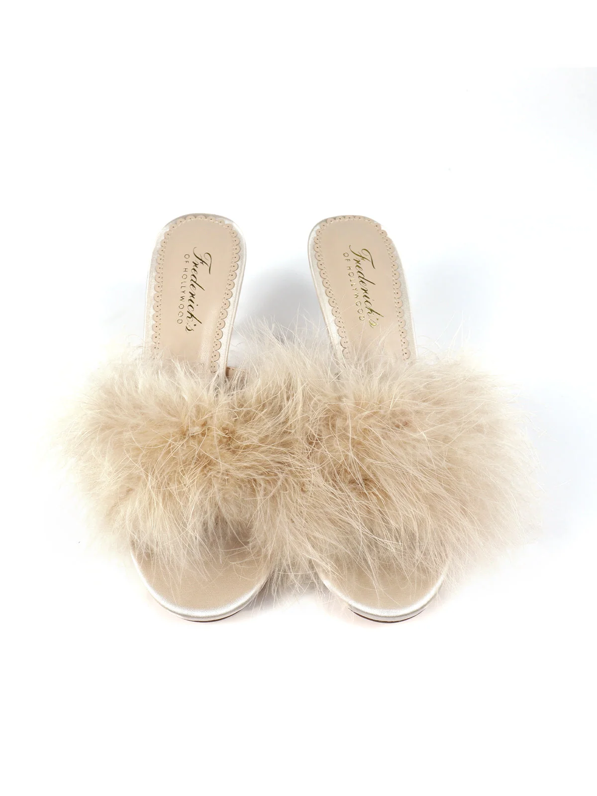 Luxor Feather Mule in Champagne Kitten Heel