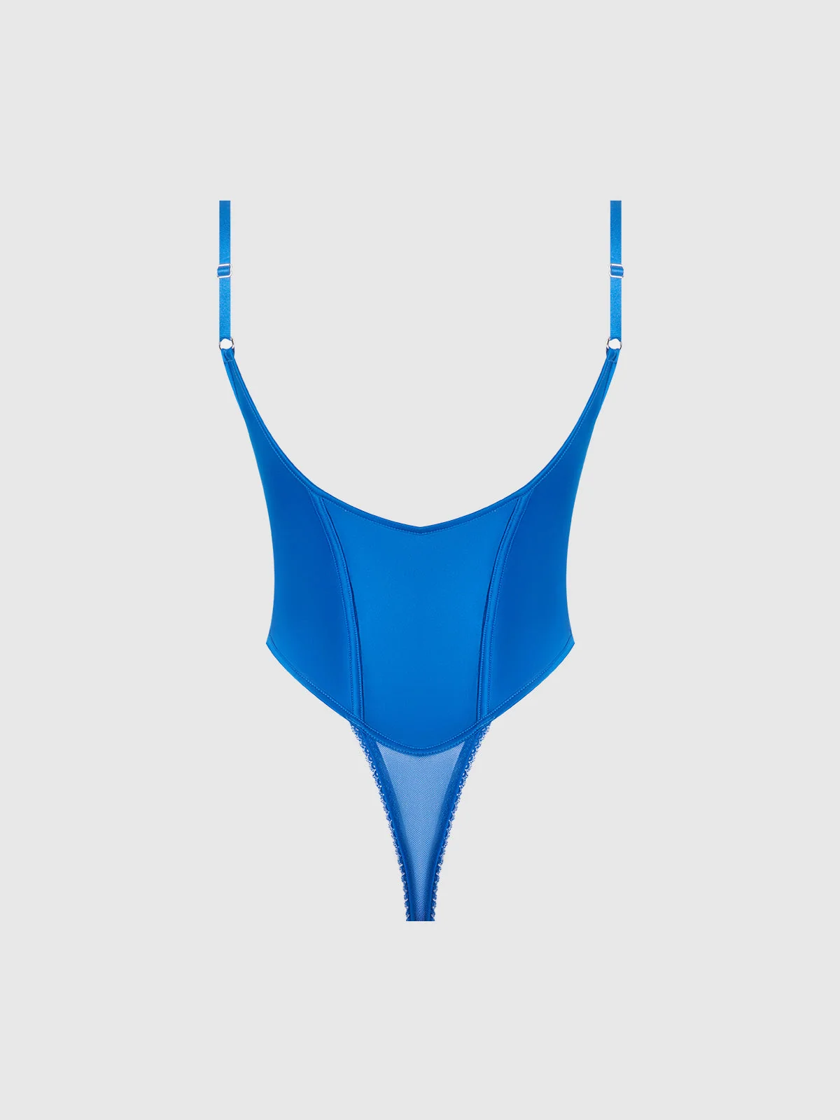 Adelaide Satin & Lace Teddy in Cobalt Blue