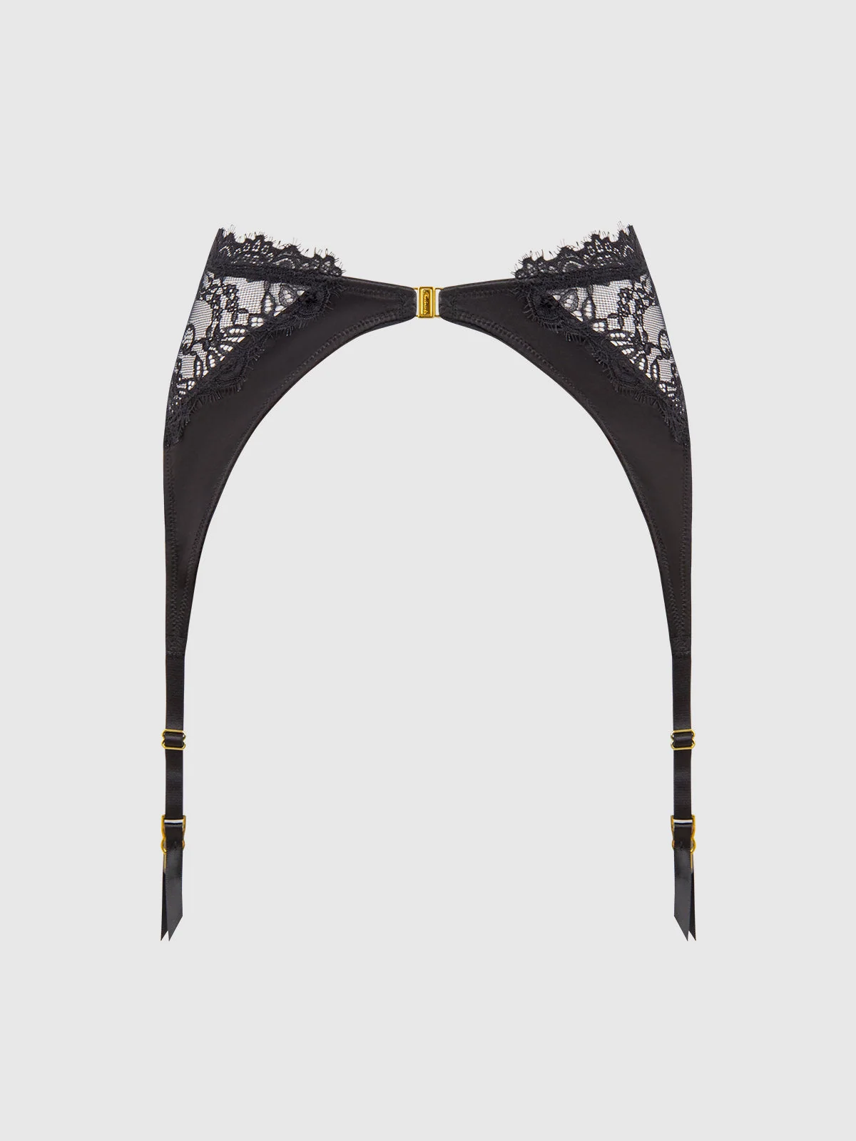 Rising Star Lace & Liquid Satin Garter Belt in Black