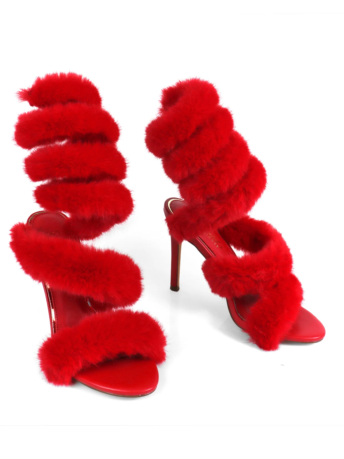 Allure Fluffy Stiletto Sandal in Red