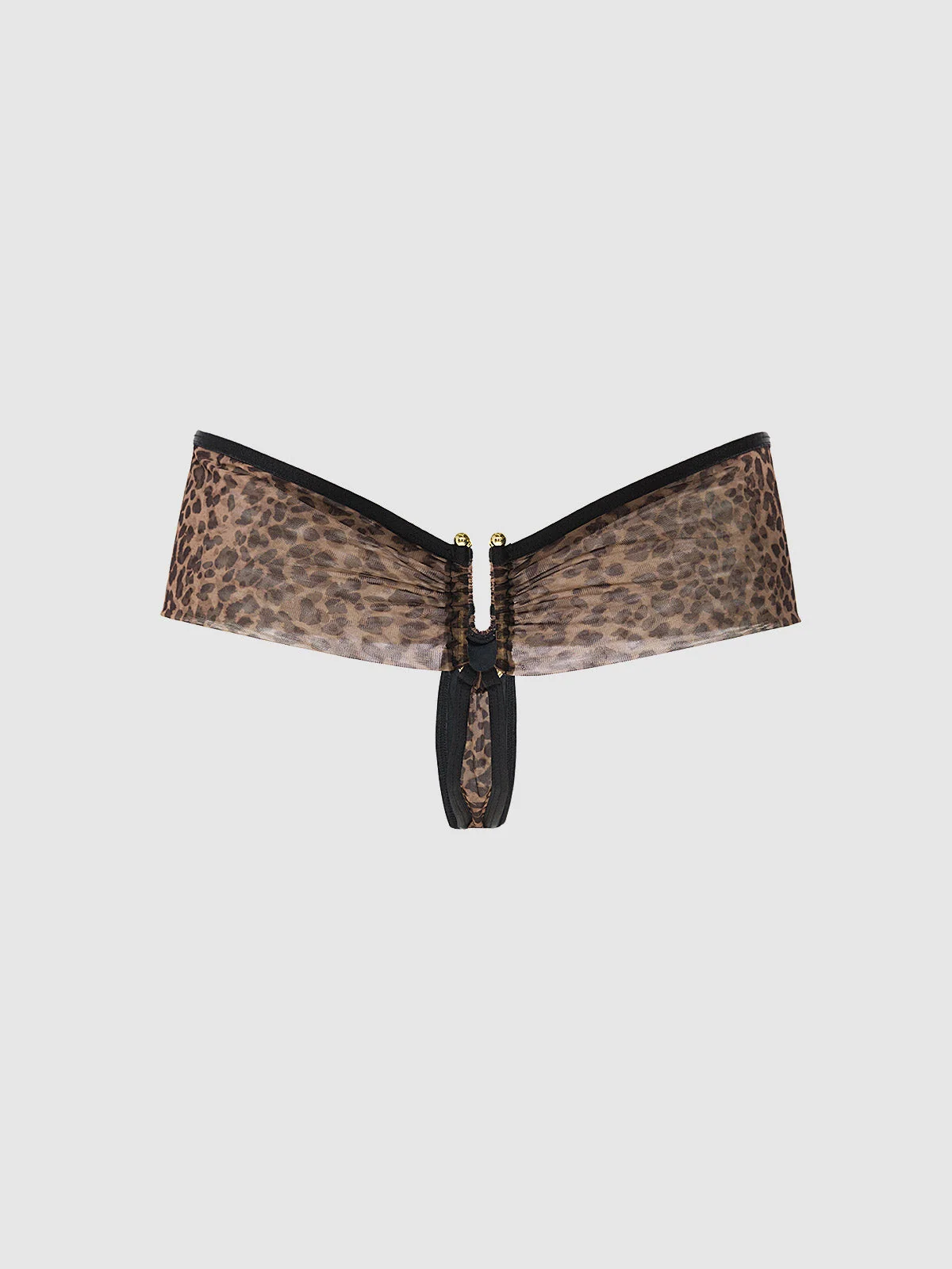 Alanza Ultra Fine Mesh Hardware Thong in Leopard Print