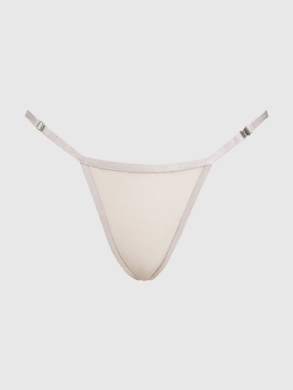 Pia Mesh G-String with Embossed Waistband in Silver Grey