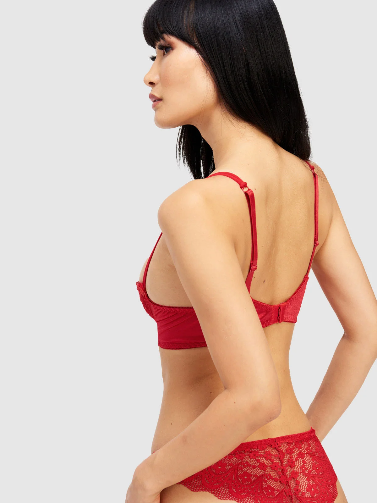 Tammie Open Cup Bra in Red for a Bold, Supportive Look