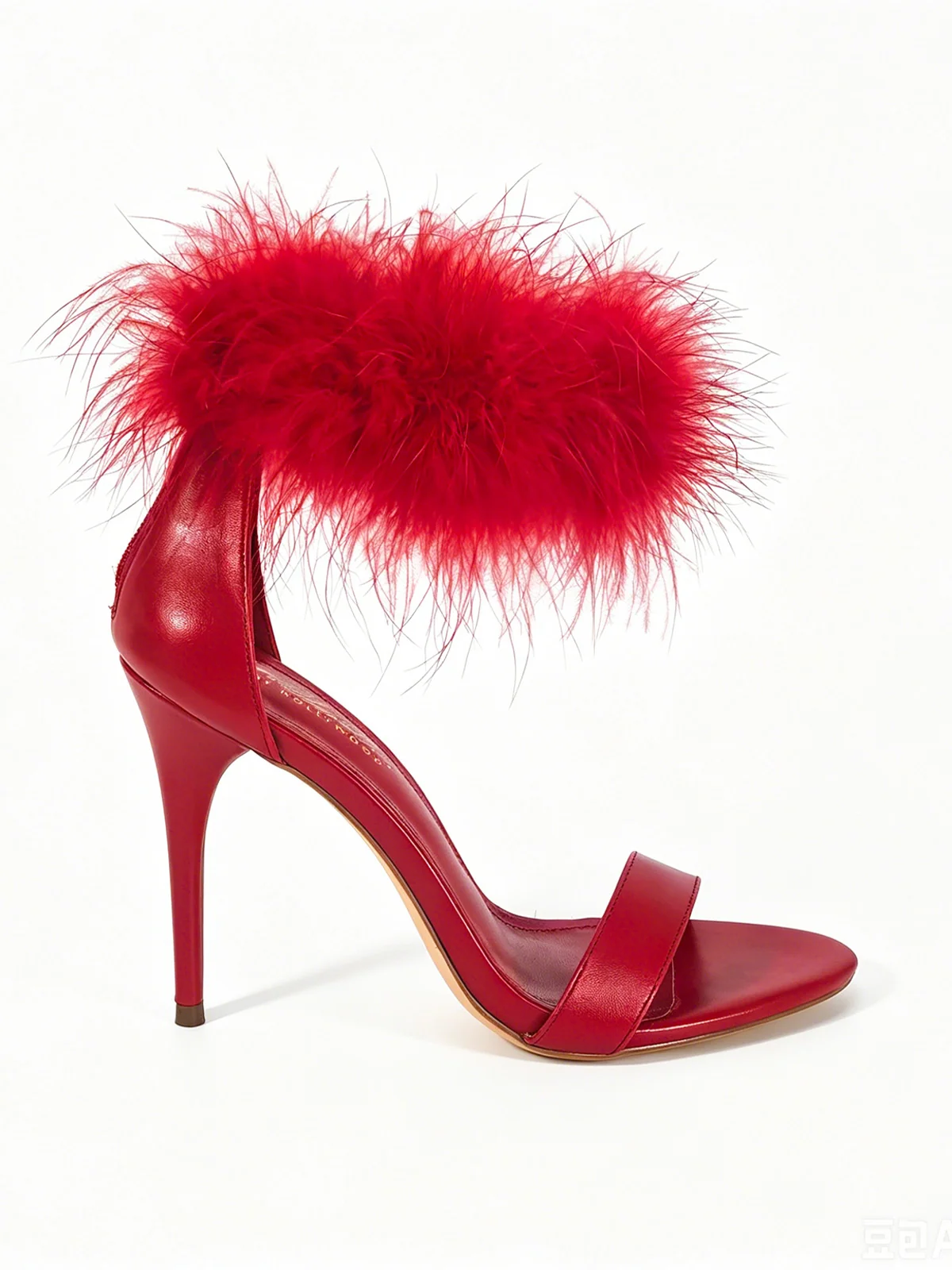 Raquel Feather Stiletto Heel in Red
