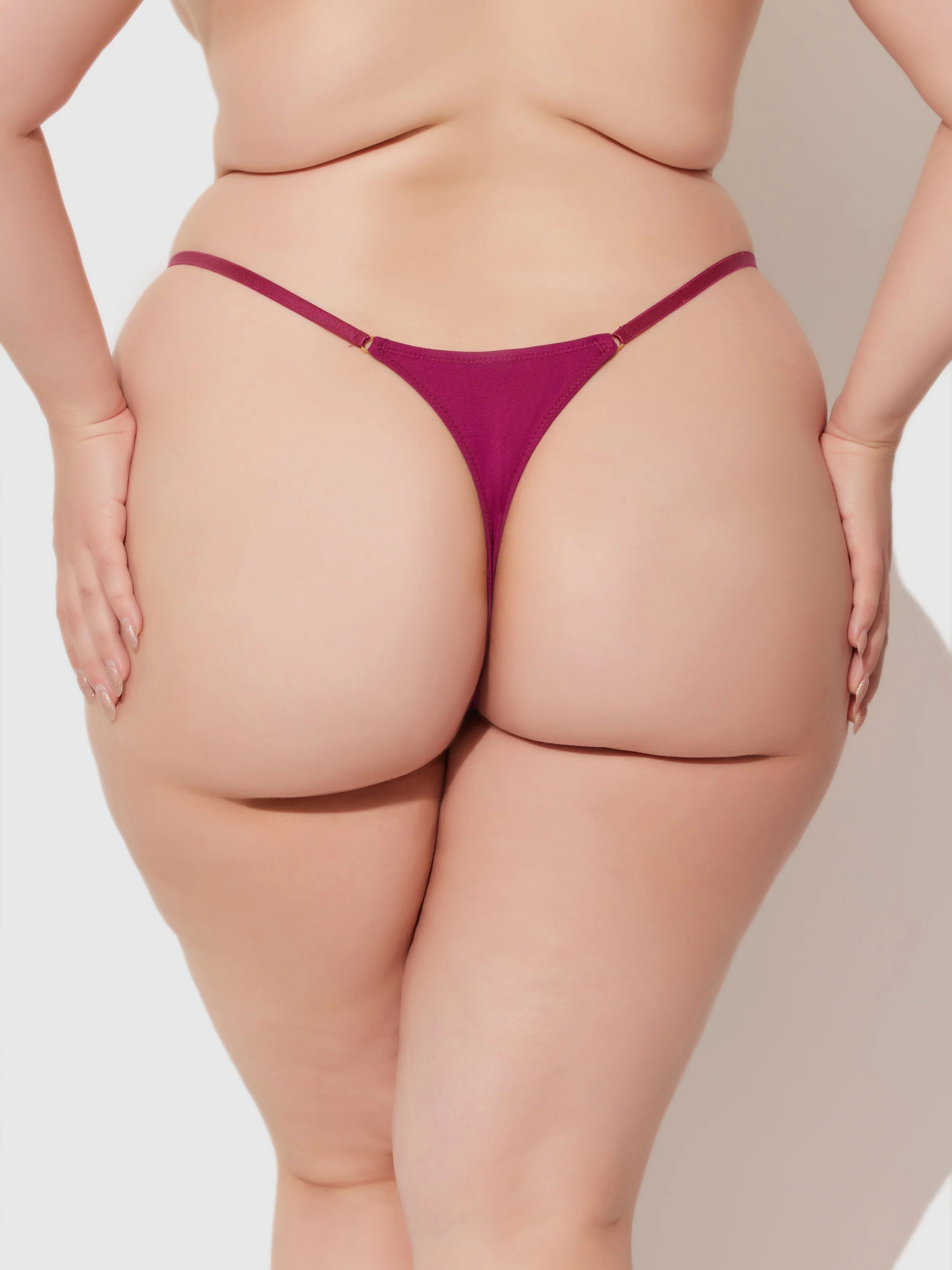 Bailey Stretch Cotton Thong in Plum Purple
